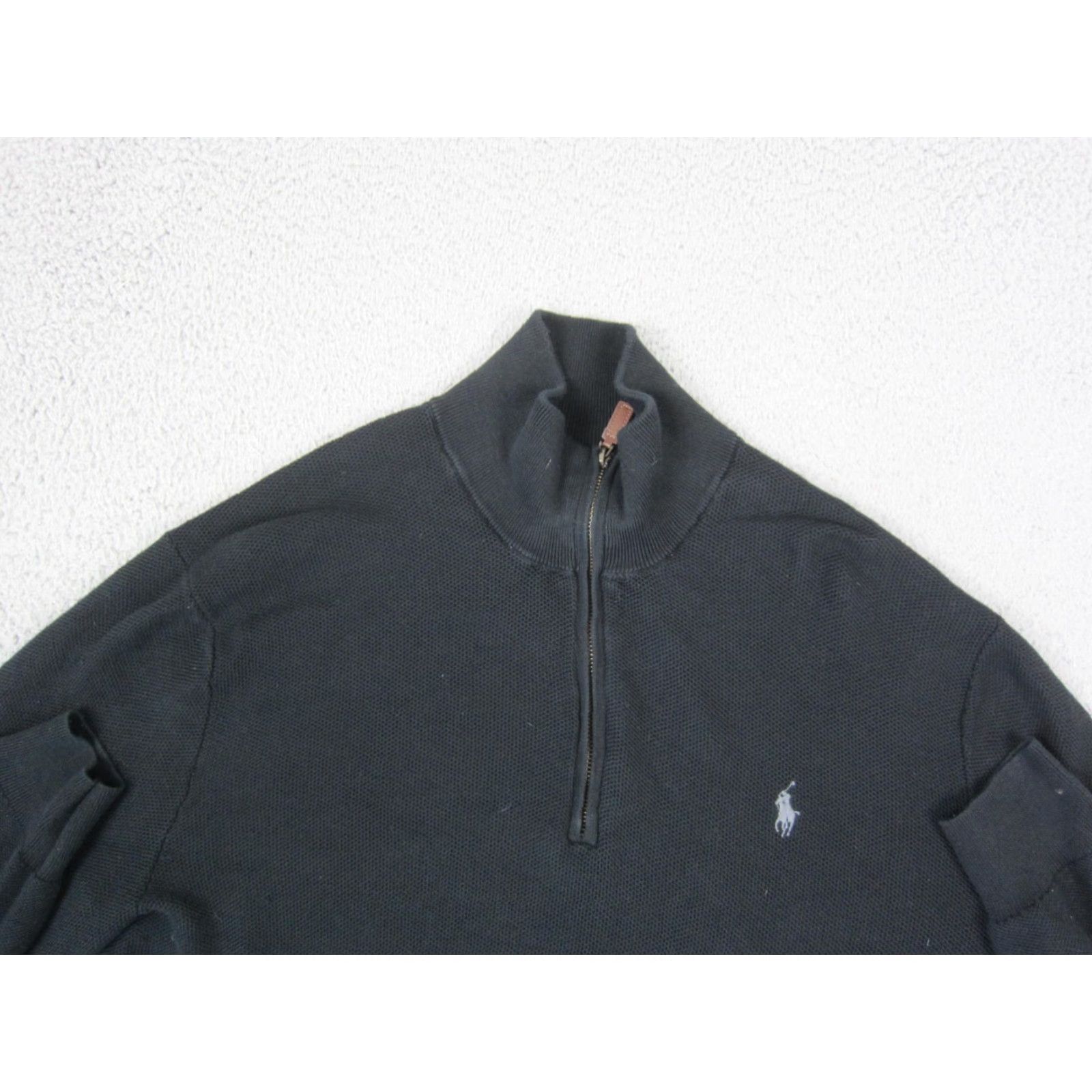 Polo Ralph Lauren Polo Ralph Lauren Sweatshirt XL Black Knit Zip 1/4 Mock Neck Logo Mens 90s Style Pullover Knit Sweatshirt Size US XL / EU 56 / 4 - 2 Thumbnail