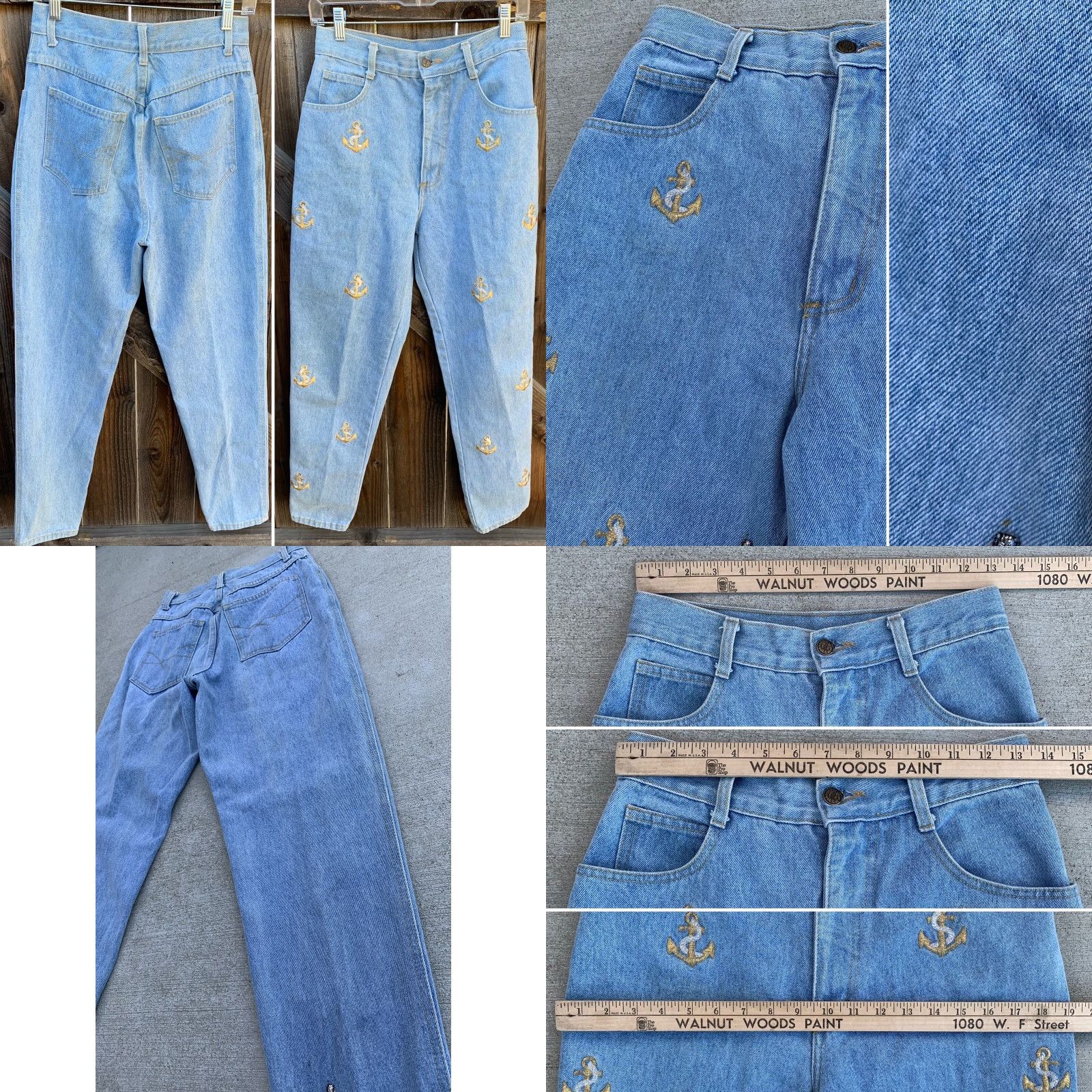 Vintage VINTAGE The La Costa Spa California high waist tapered leg jeans embroidered anchor anchors sz 12 28” waist blue cotton 1980s 1990s Mens? Womens? Size 34" / US 12 / IT 48 - 8 Thumbnail
