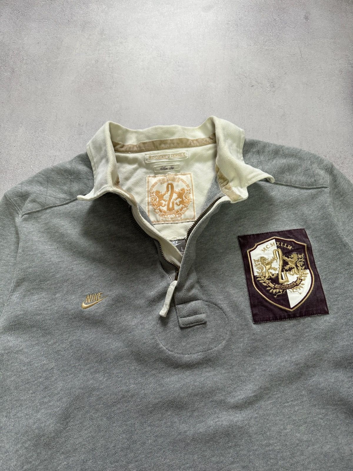 Nike × Vintage Vintage Nike Rugby Polo Sweatshirt Big Logo Chief Keef 90s Size US L / EU 52-54 / 3 - 7 Thumbnail