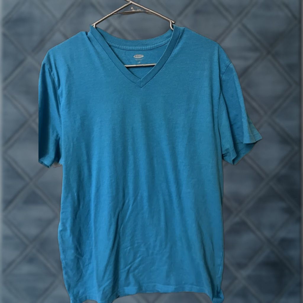 Old Navy Old Navy Blue Knit T-Shirt Mens Large V-Neck Short Sleeve Shirt Regular Fit Size US L / EU 52-54 / 3 - 1 Thumbnail