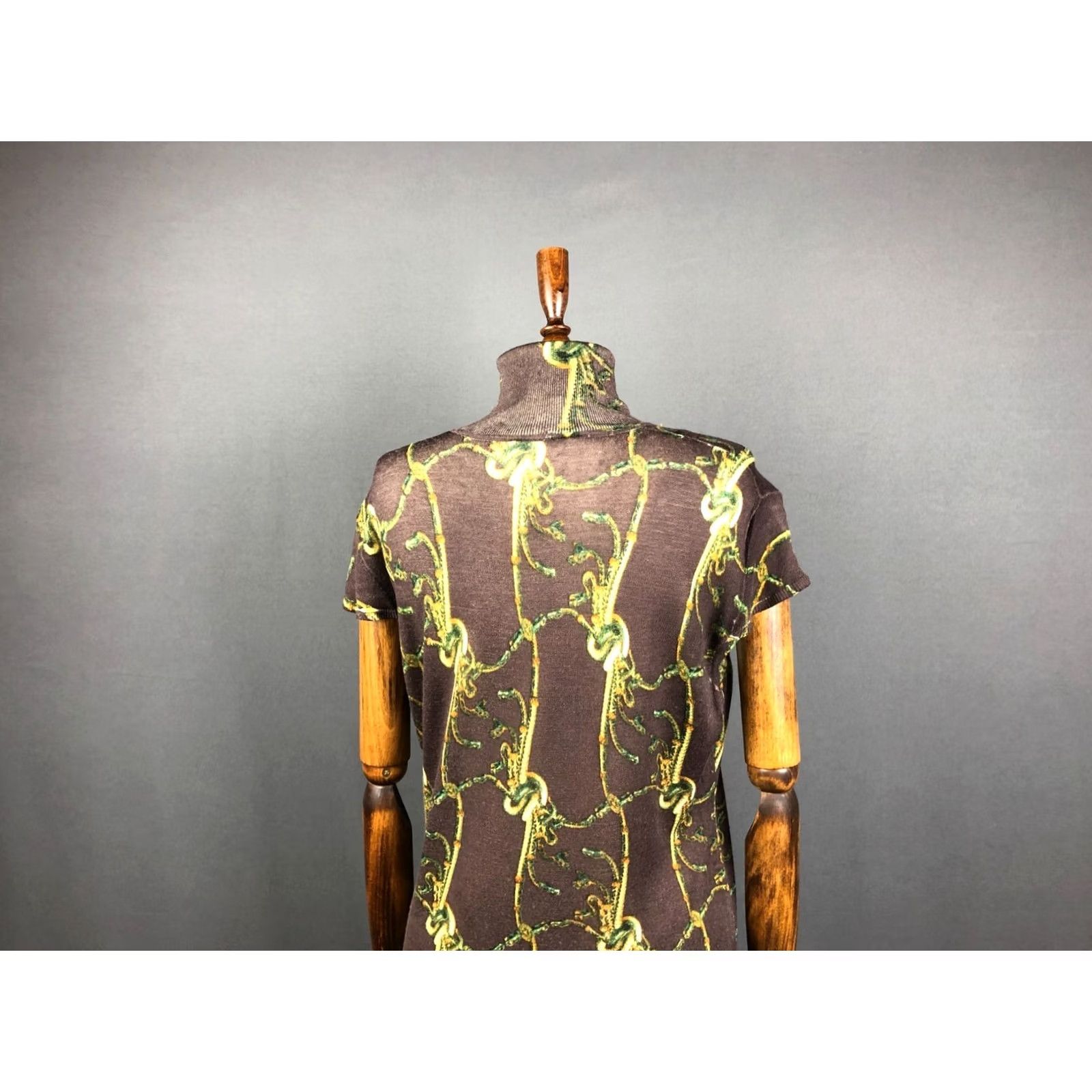 Roberto Cavalli Class Roberto Cavalli Top Wool Brown Geometric Patterned Short Sleeve Turtleneck Pullover Blouse Women Size 16 Size XXL / US 16-18 / IT 52-54 - 5 Thumbnail