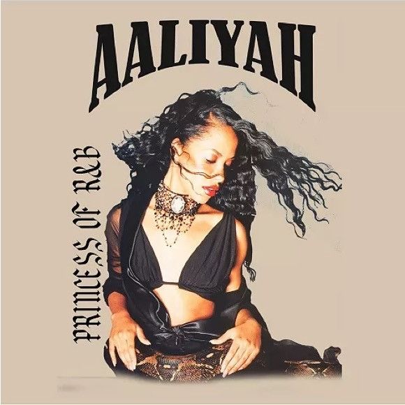 Band Tees × Urban Outfitters NEW AALIYAH SNAKE BLACK PRINCESS OF R&B CREAM T-SHIRT SZ M Size US M / EU 48-50 / 2 - 2 Thumbnail