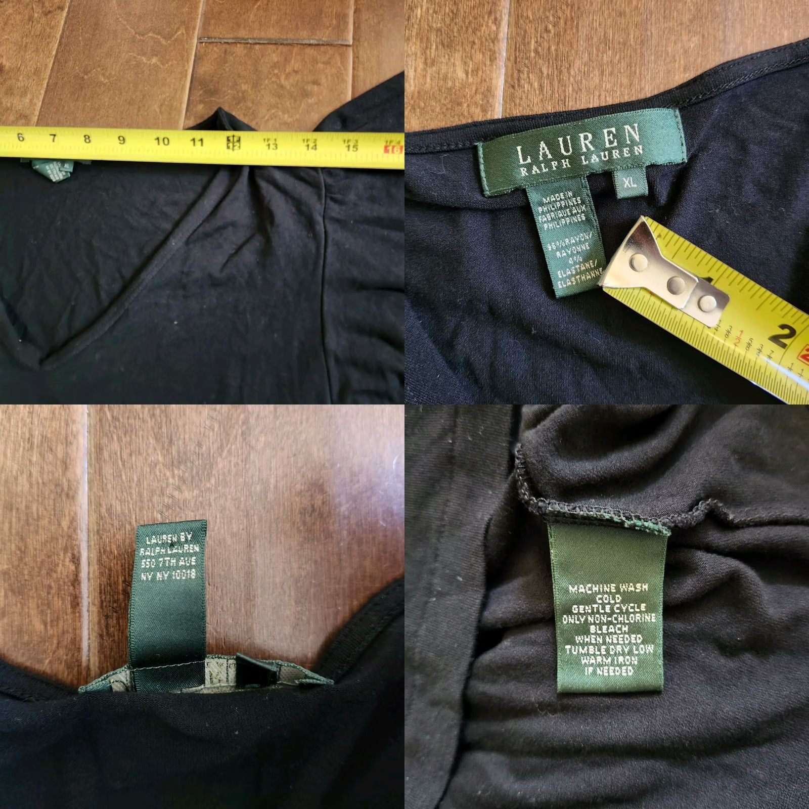 Ralph Lauren Ralph Lauren Women's JUNIOR Black Short Sleeve V-Neck Ruffle Blouse XL - Blouse, Short Sleeve, V-Neck, Black, Juniors, Adult Womens Size XL / US 12-14 / IT 48-50 - 8 Thumbnail
