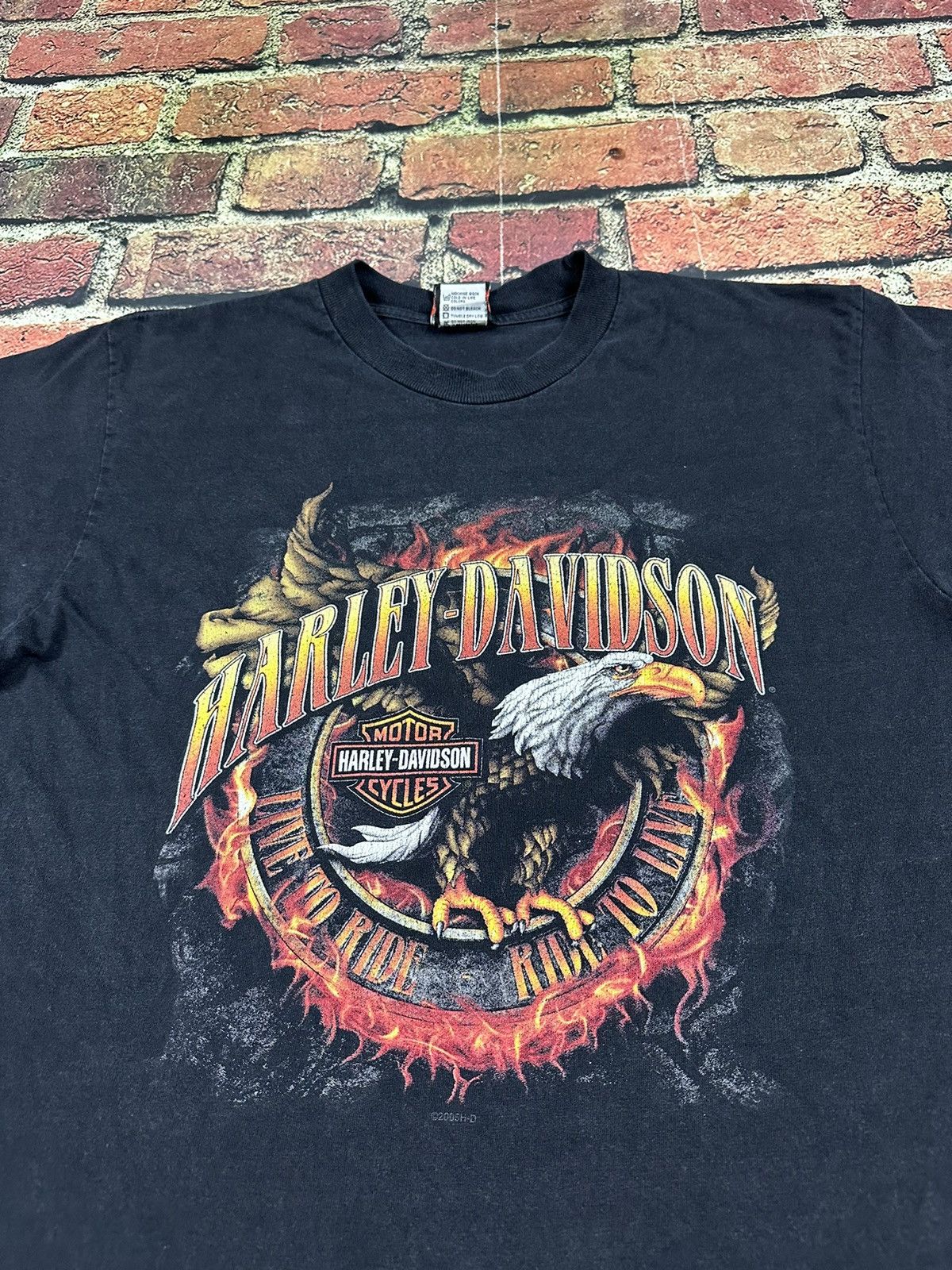Harley Davidson × Vintage Vintage Harley-Davidson Orlando Double Sided T-Shirt Flames Size US L / EU 52-54 / 3 - 4 Thumbnail