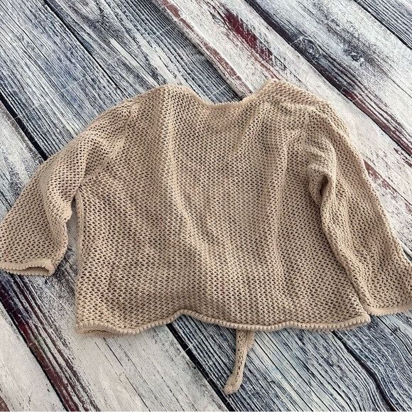 Other Vintage Christopher & Banks Beige Crochet Knit Tie Front Car Size S / US 4 / IT 40 - 3 Thumbnail