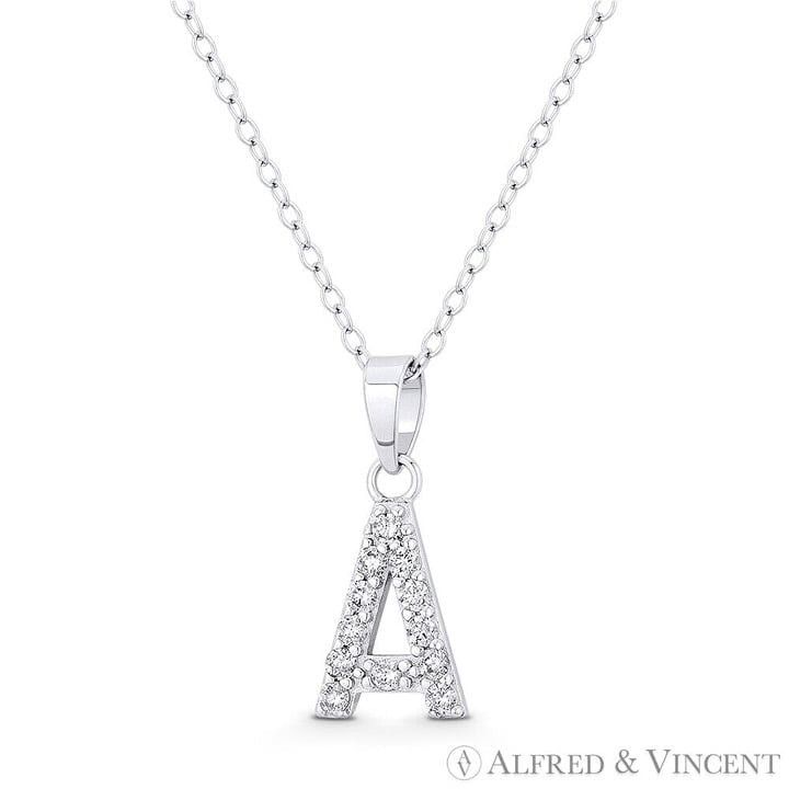 Other Initial "A" CZ Crystal Pendant w/ Cable Chain Necklace Size ONE SIZE - 1 Preview