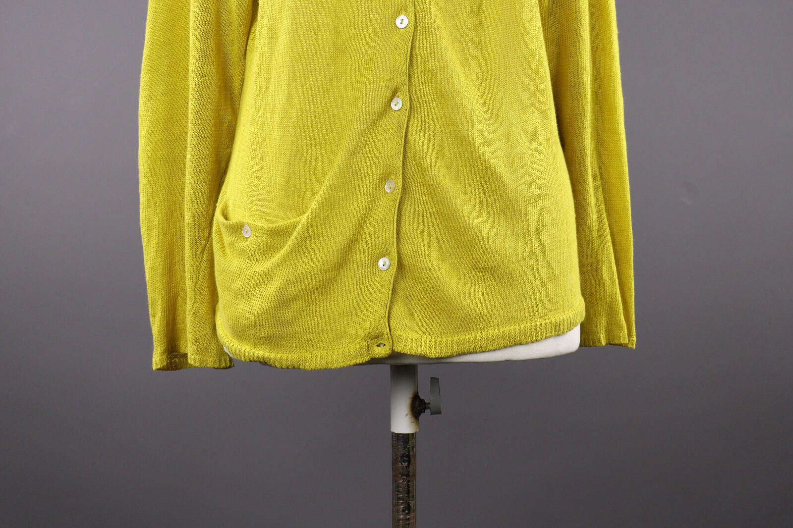 Designer Ladies Gudrun Sjöden Yellow Linen Cardigan Sweater Size L Size L / US 10 / IT 46 - 3 Thumbnail