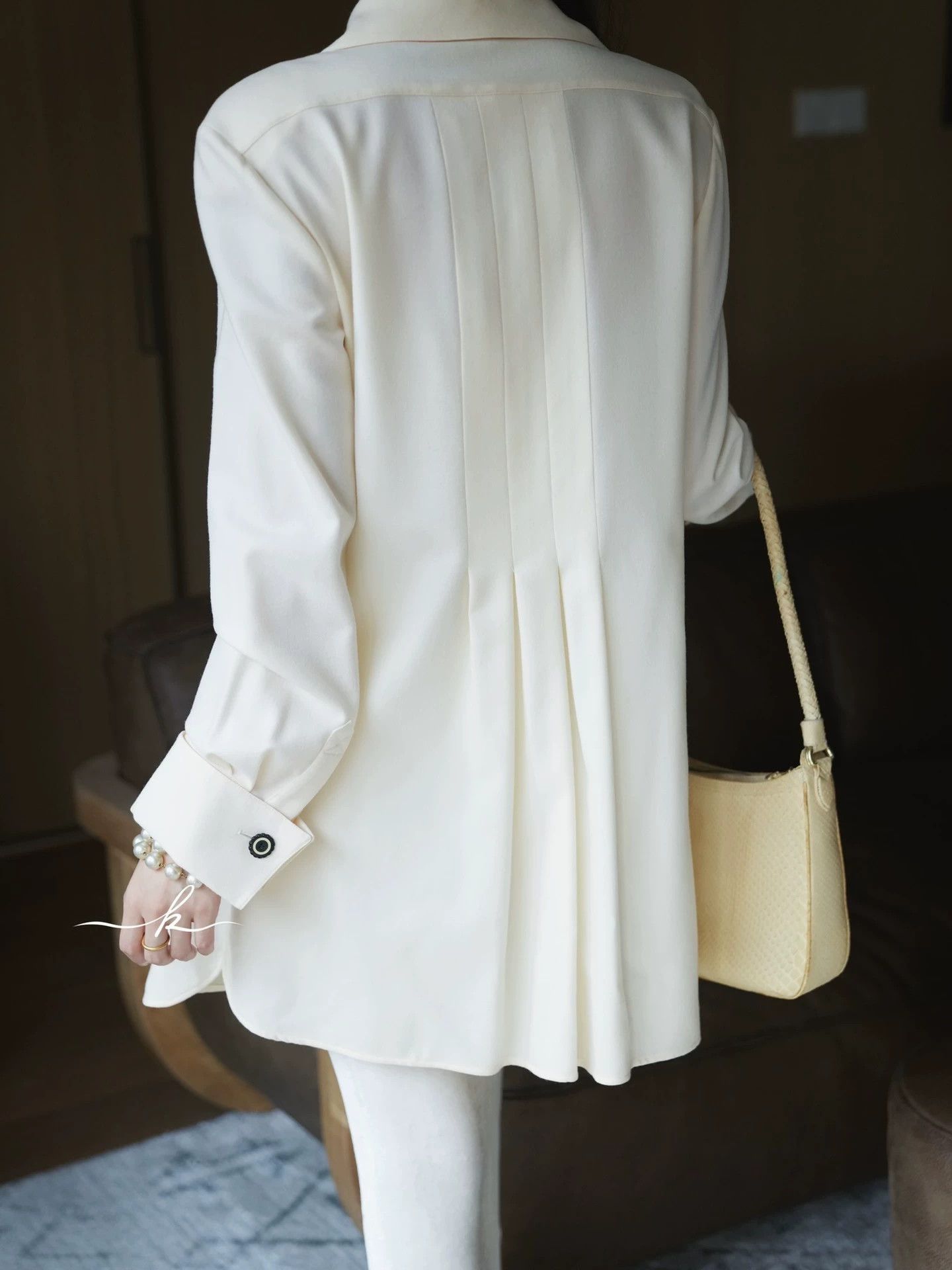 Karl Lagerfeld Karl Lagerfeld Vintage Cream Wool Oversized Shirt Dress Size M / US 6-8 / IT 42-44 - 4 Thumbnail
