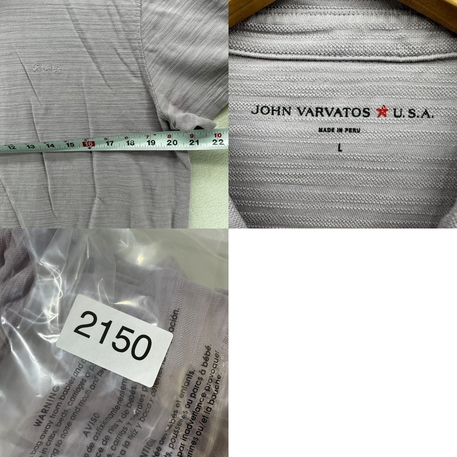 John Varvatos John Varvatos Star USA Polo Shirt Purple Men's Large Textured Short Sleeve Size US L / EU 52-54 / 3 - 8 Thumbnail