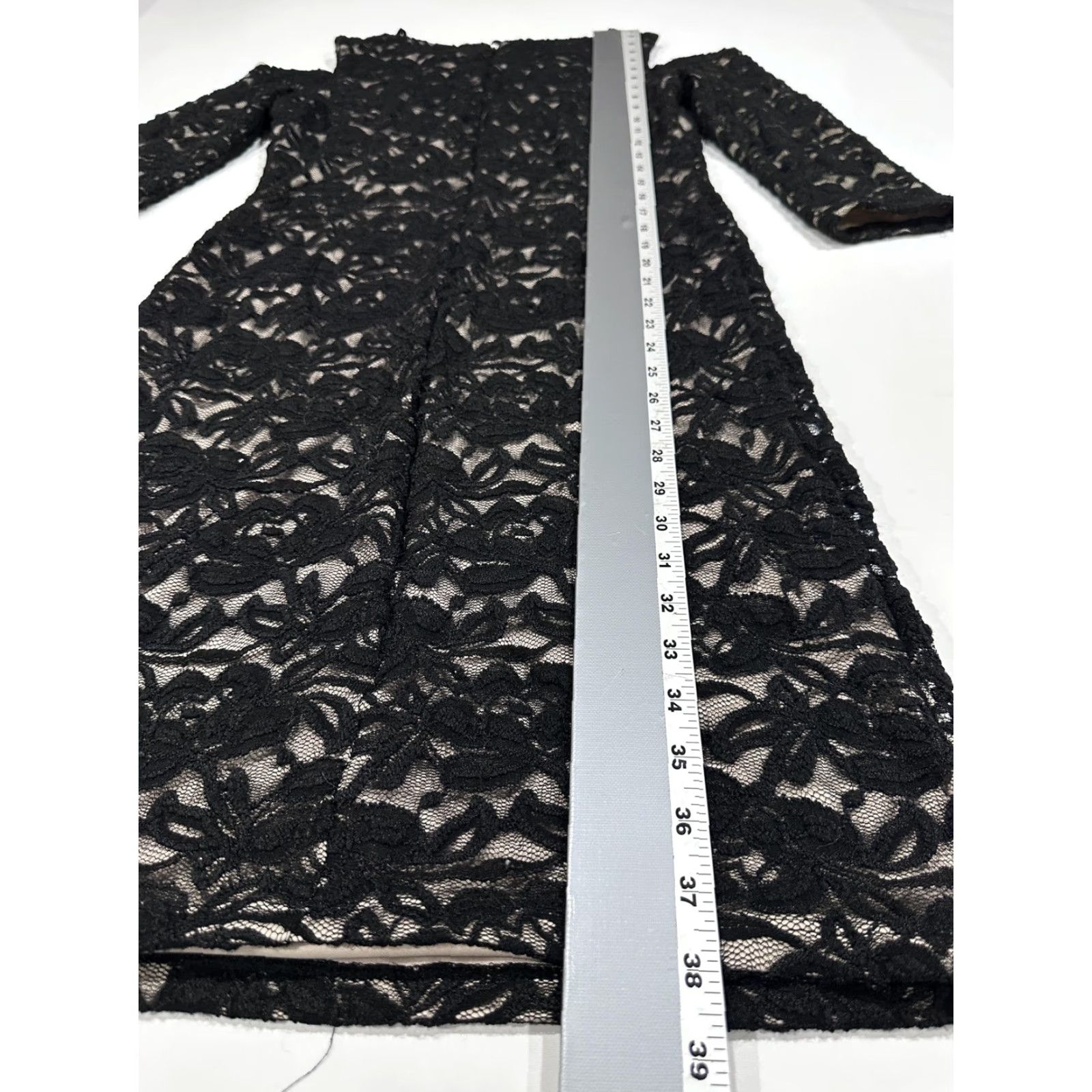 black tea length dress for wedding Elegant Long Sleeve Velvet Tea-Length Dress for Wedding Guests
