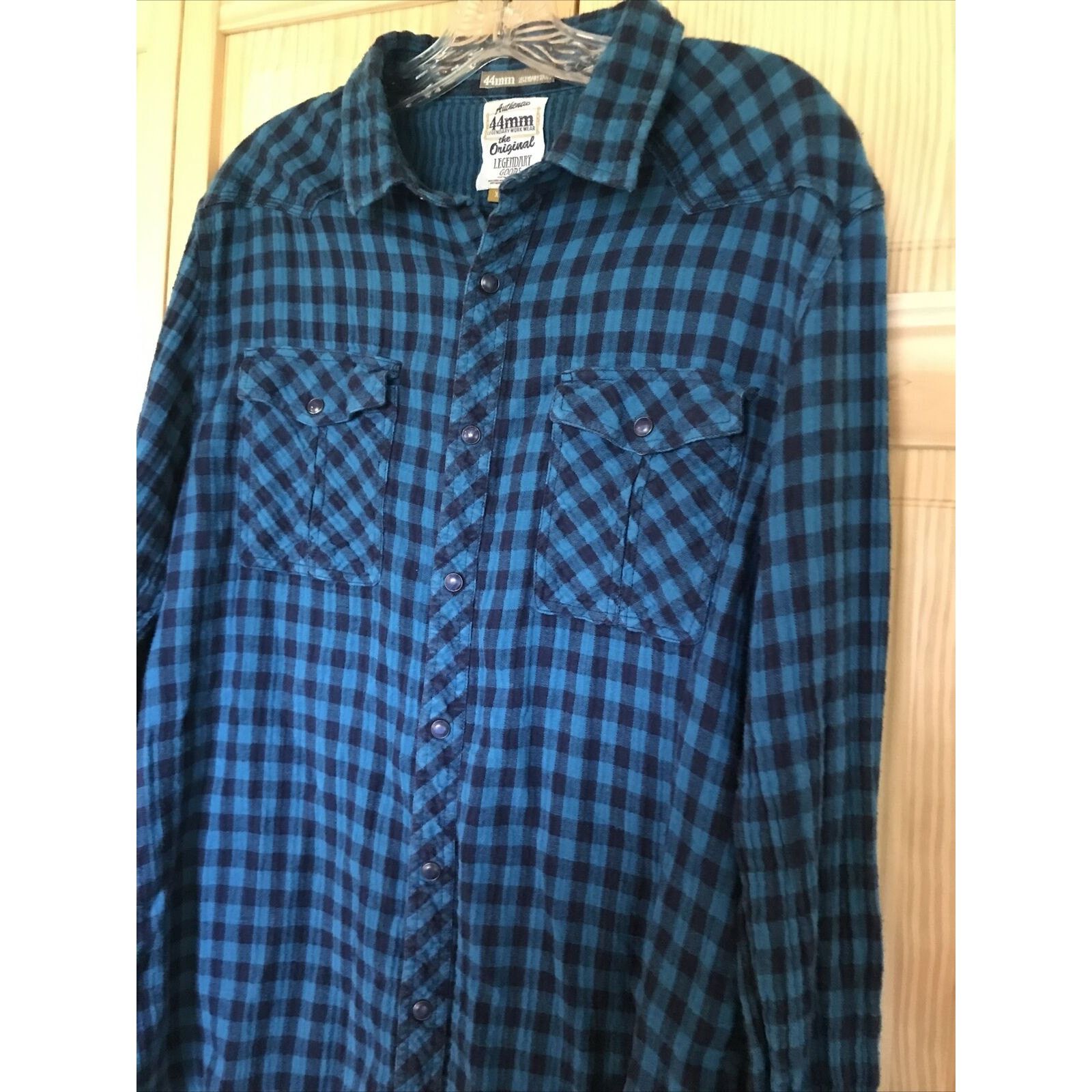 Other 44mm Legendary Work Wear Mens XL Blue Plaid Pearl Snap Shirt Size US XL / EU 56 / 4 - 6 Thumbnail