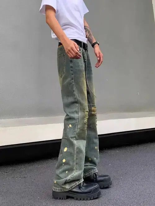 Japanese Brand × Jean Retro nostalgic washed ripped jeans with splashes of ink Size US 32 / EU 48 - 2 Thumbnail