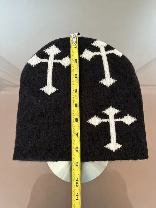 Japanese Brand Gothic Cross Beanie (black+white) Size ONE SIZE - 4 Thumbnail