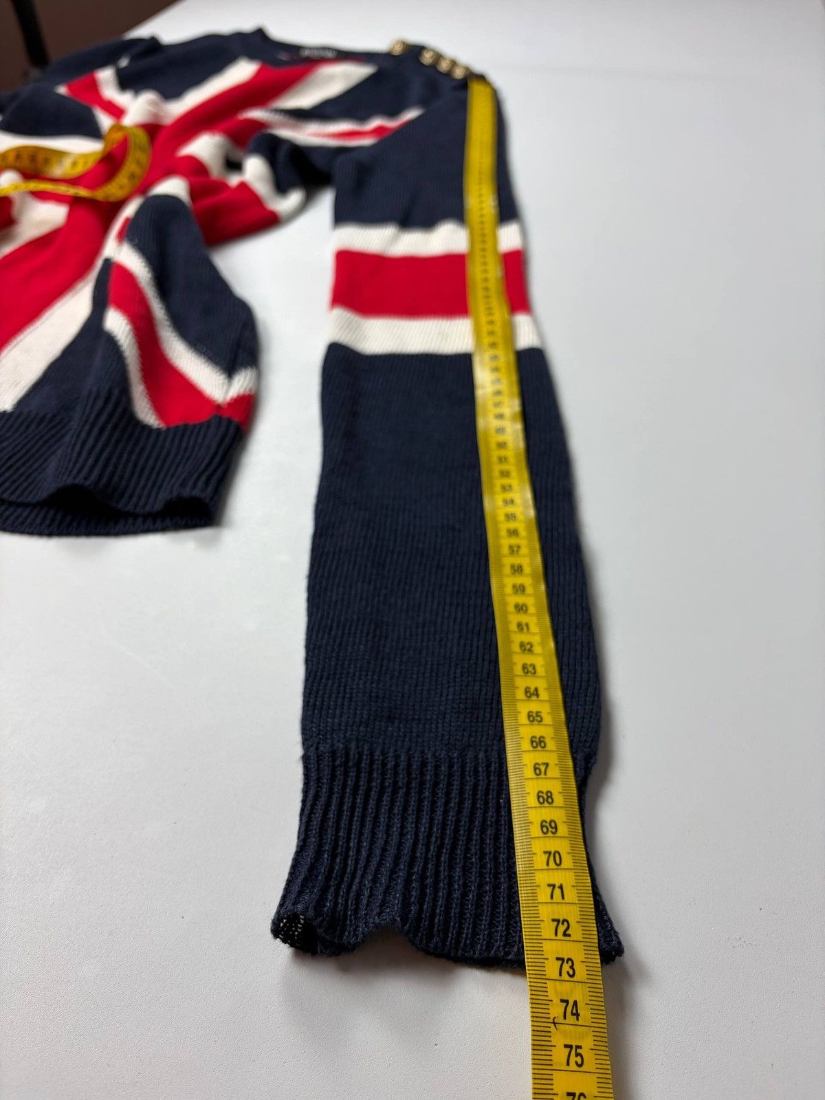 Balmain 2016 BALMAIN runway distressed Union Jack knit sweater Size US S / EU 44-46 / 1 - 11 Thumbnail