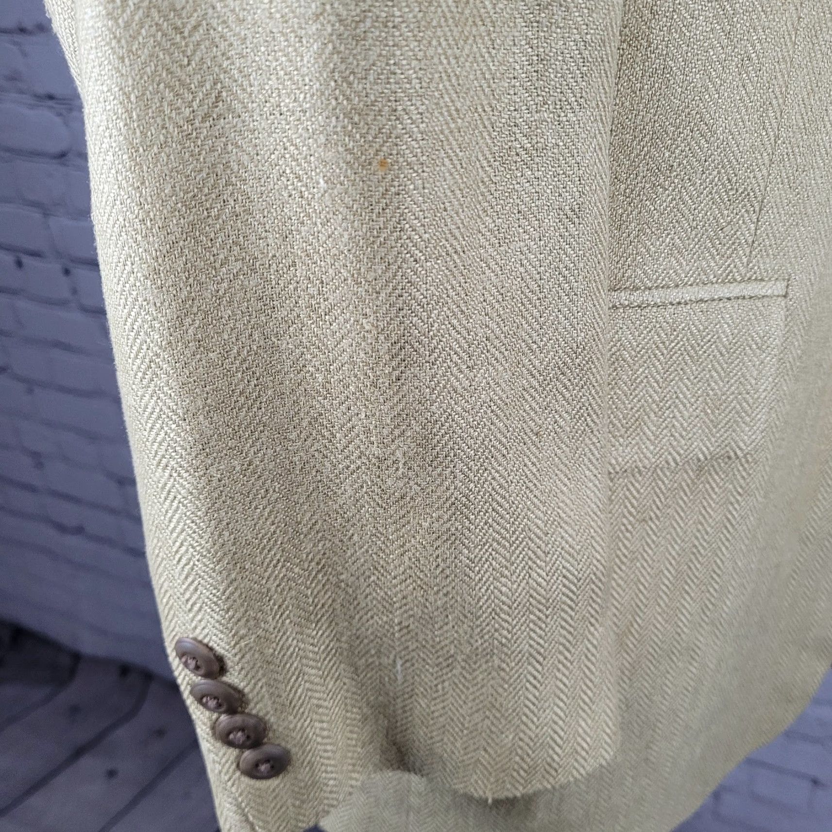 Vintage Bachrach Gold 100% Silk Herringbone 3 Button Notch Blazer Sport Coat 42L Men Shirt? Size 42R - 5 Thumbnail