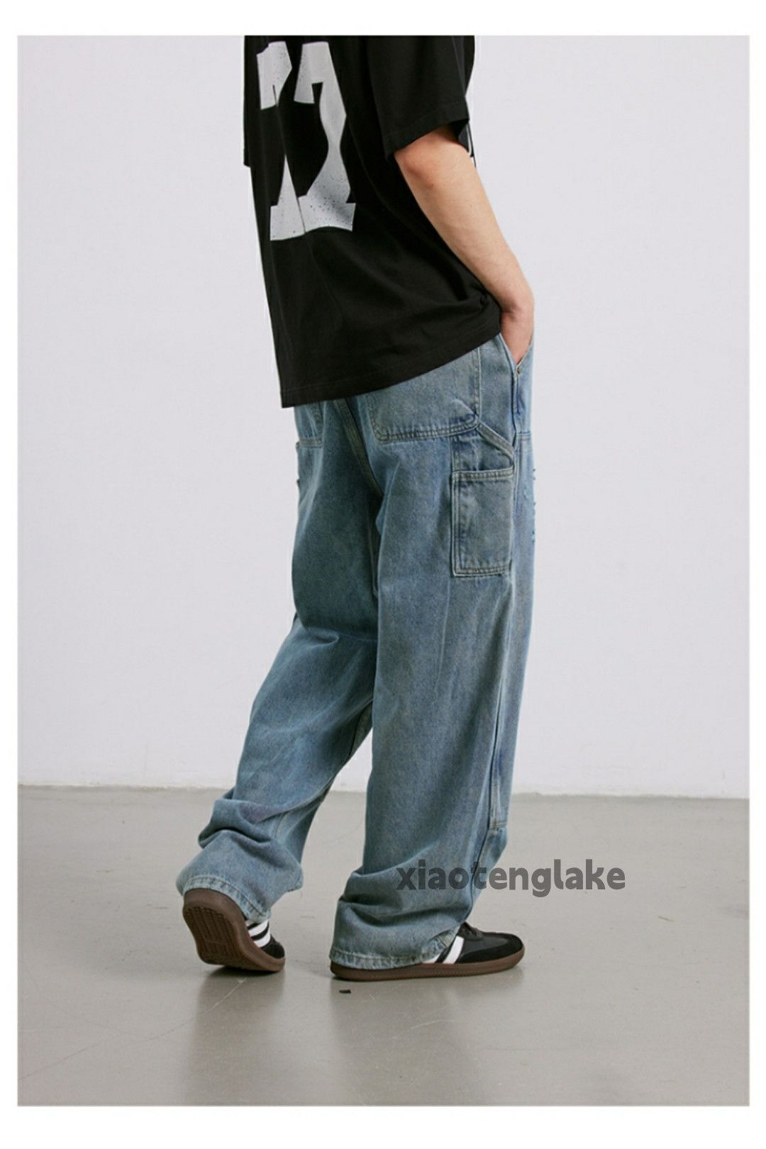 Jean × Vintage washed faded cleanfit skate hiphop loose baggy jeans Size US 32 / EU 48 - 3 Thumbnail