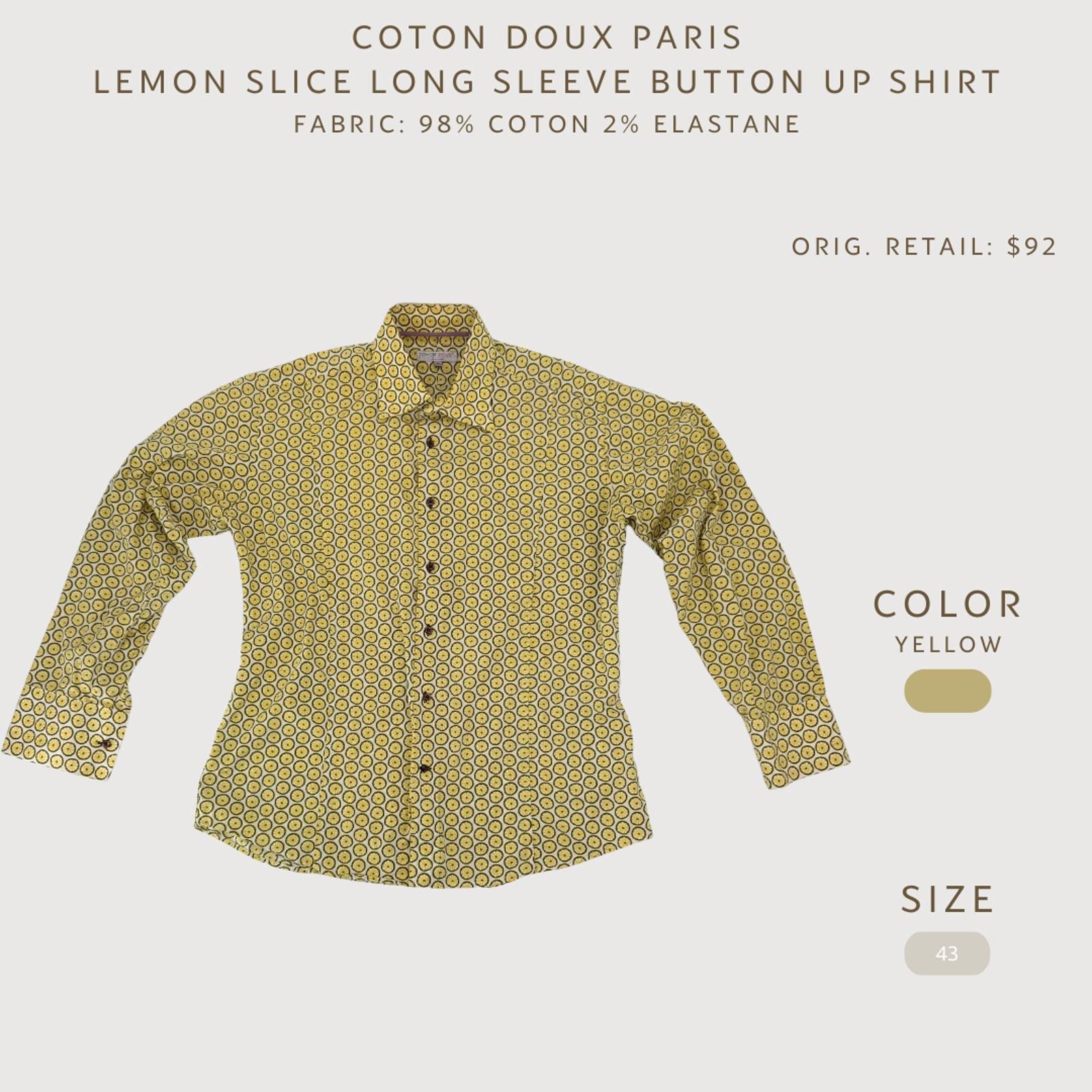 Other Coton Doux Paris Lemon Print Button Up 43 L Size US L / EU 52-54 / 3 - 2 Thumbnail