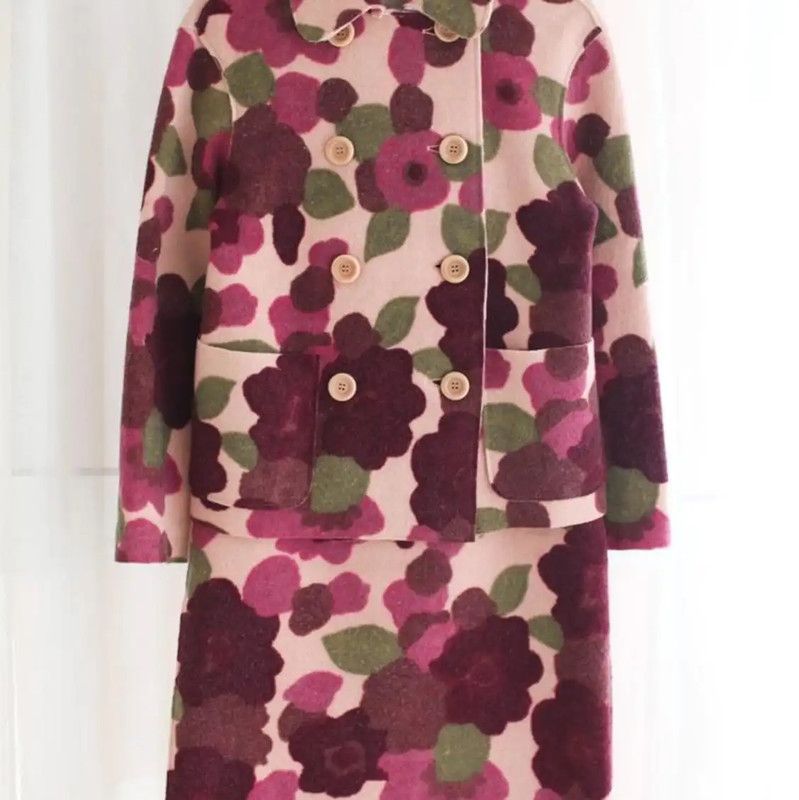 Moschino Floral Wool Coat in Multicolor 0089