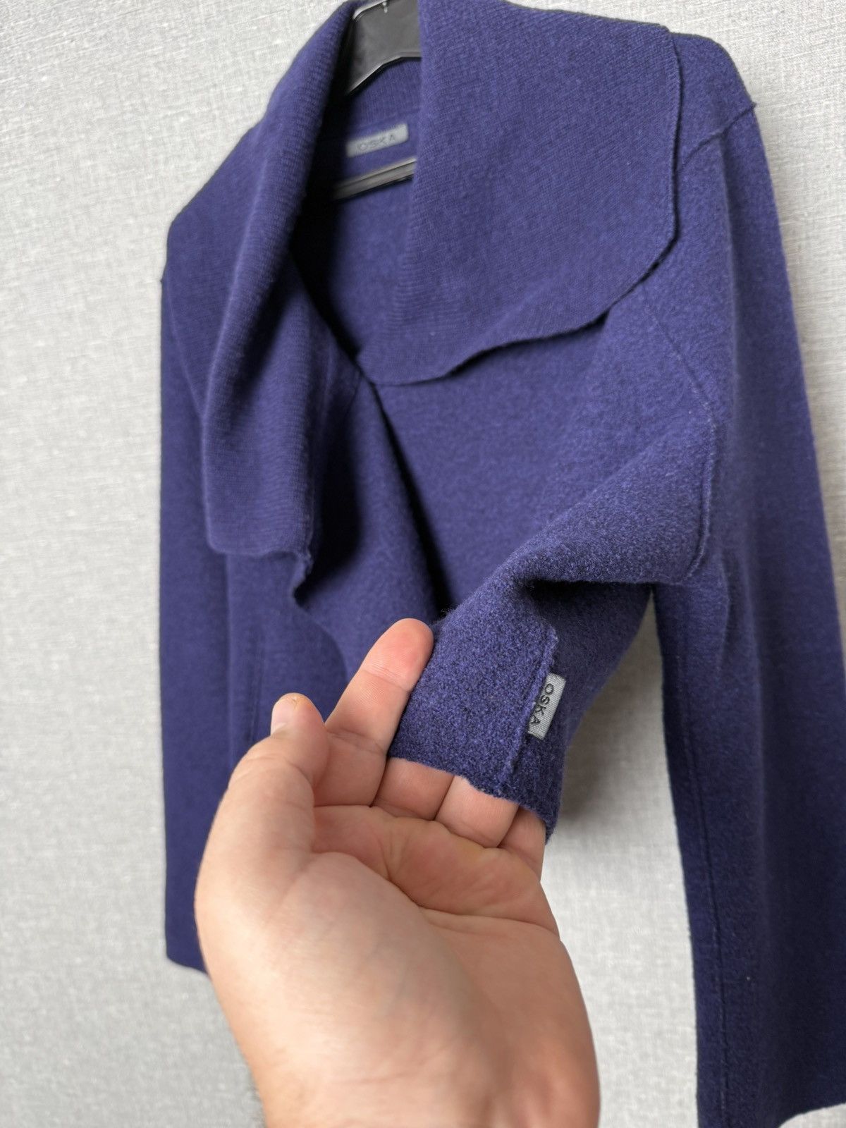 OSKA Oska Boiled Wool Jacket Shawl Collar Deep Navy Cropped Coat Size M / US 6-8 / IT 42-44 - 7 Thumbnail