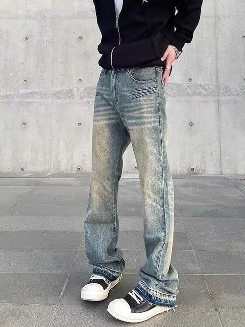 Japanese Brand × Jean Street Y2K vintage washed baggy micro flare jeans Size US 32 / EU 48 - 1 Thumbnail
