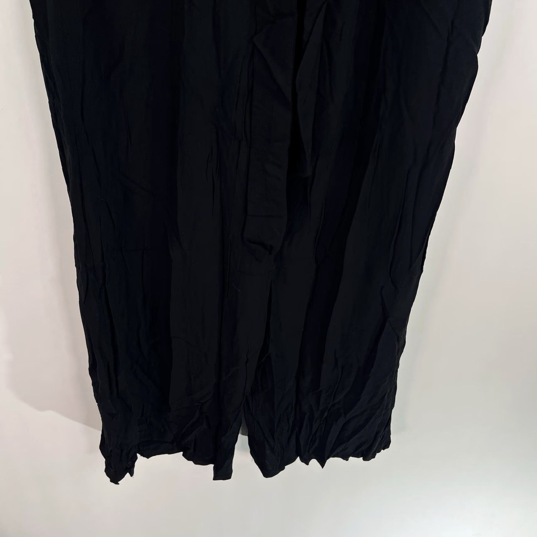 Vintage XHilerations Pants Womens S Black Belted Drawstring Pockets Mid Rise Wide-Leg Lounge Size 28" / US 6 / IT 42 - 3 Thumbnail