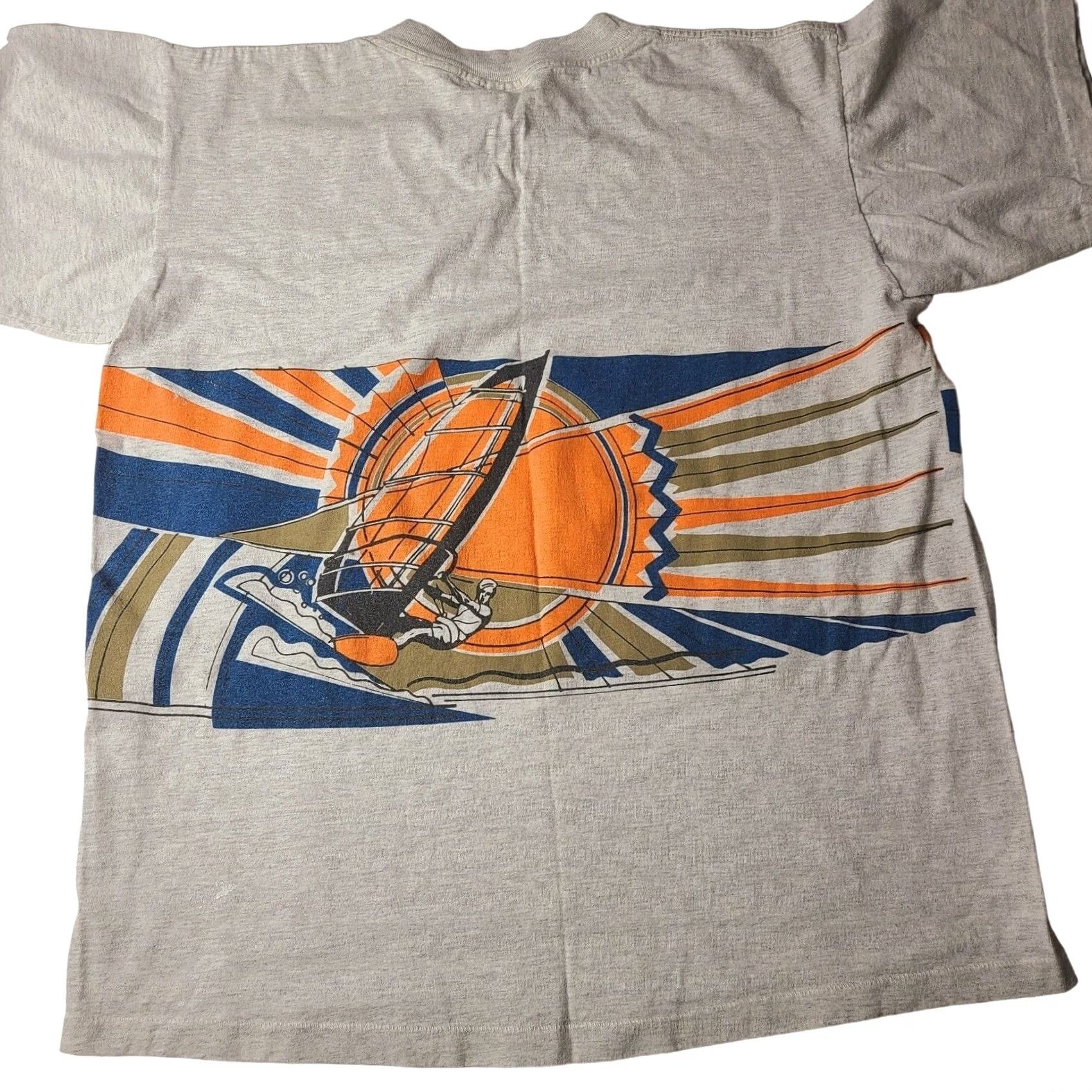 Vintage VINTAGE St. Johns Bay Beach Sailing wraparound T-Shirt Gray Large 90s Men's Size US L / EU 52-54 / 3 - 3 Thumbnail