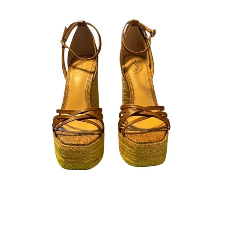 Sam Edelman Sam Edelman “Kade” Leather and Jute Heeled Sandals in Brown Size US 9 / IT 39 - 2 Thumbnail