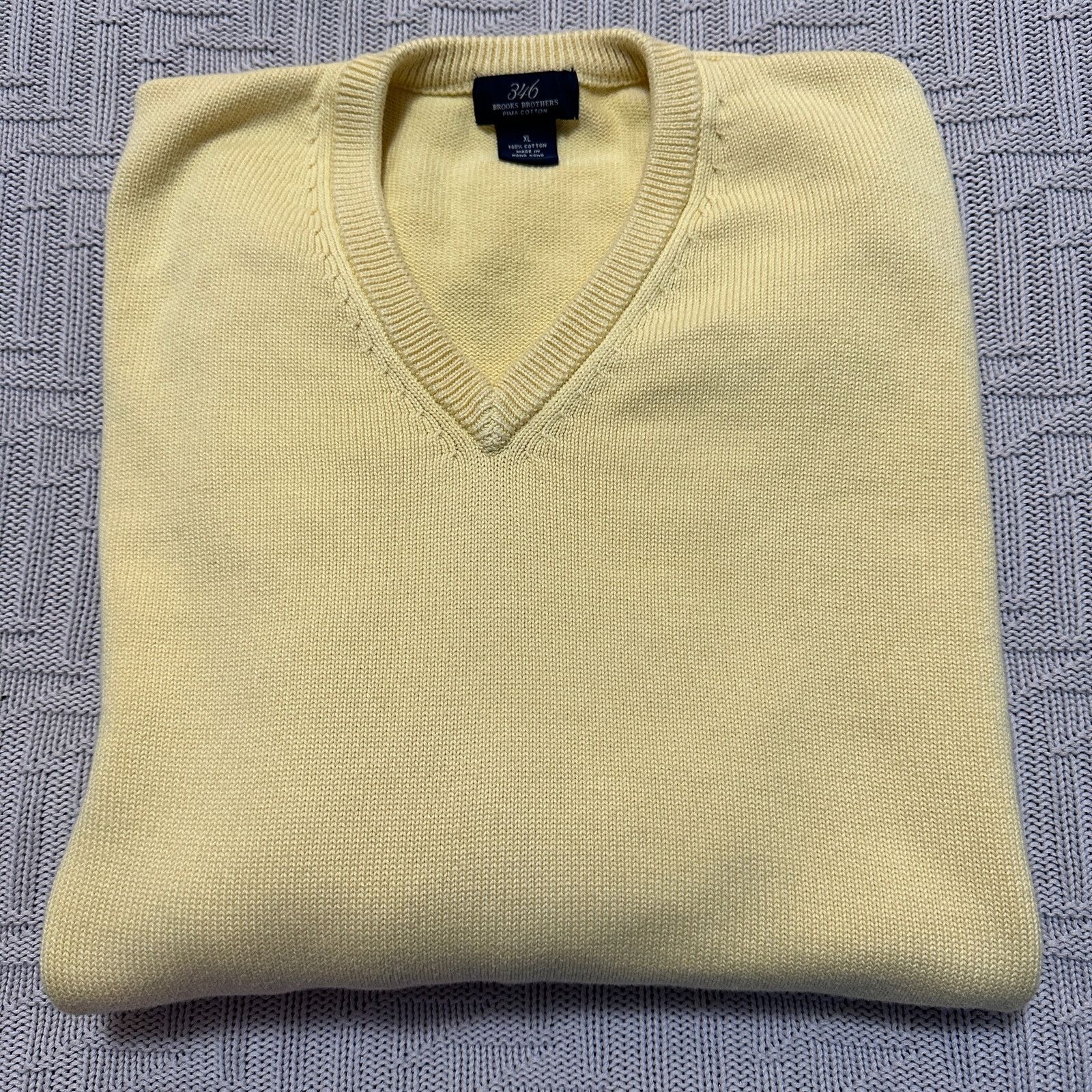 Brooks Brothers Brooks Brothers yellow pima cotton v neck sweater size XL Size US XL / EU 56 / 4 - 1 Thumbnail