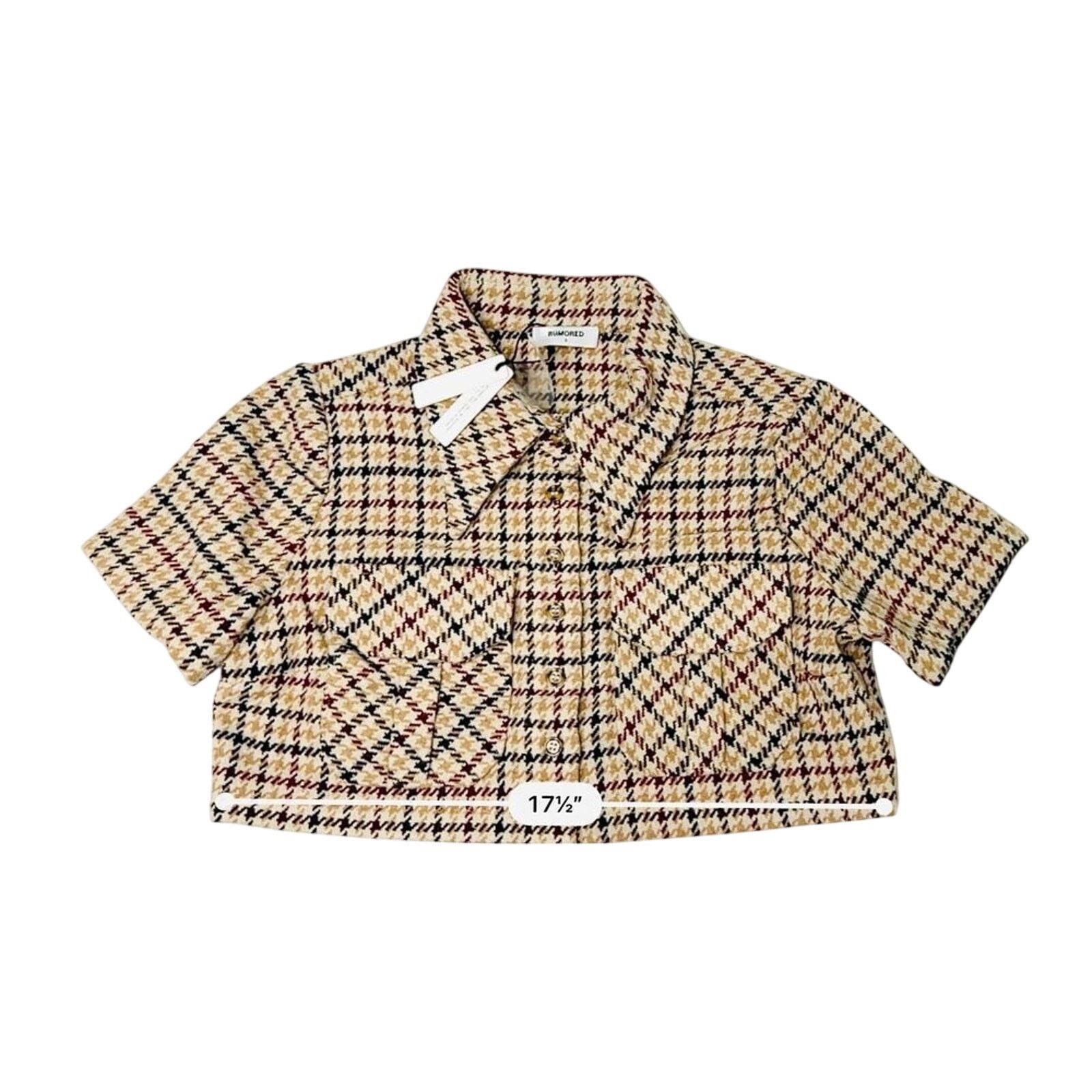 Other Rumored Coco Cropped Top Shacket SMALL Tweedcore Choco Girl Size S / US 4 / IT 40 - 5 Thumbnail