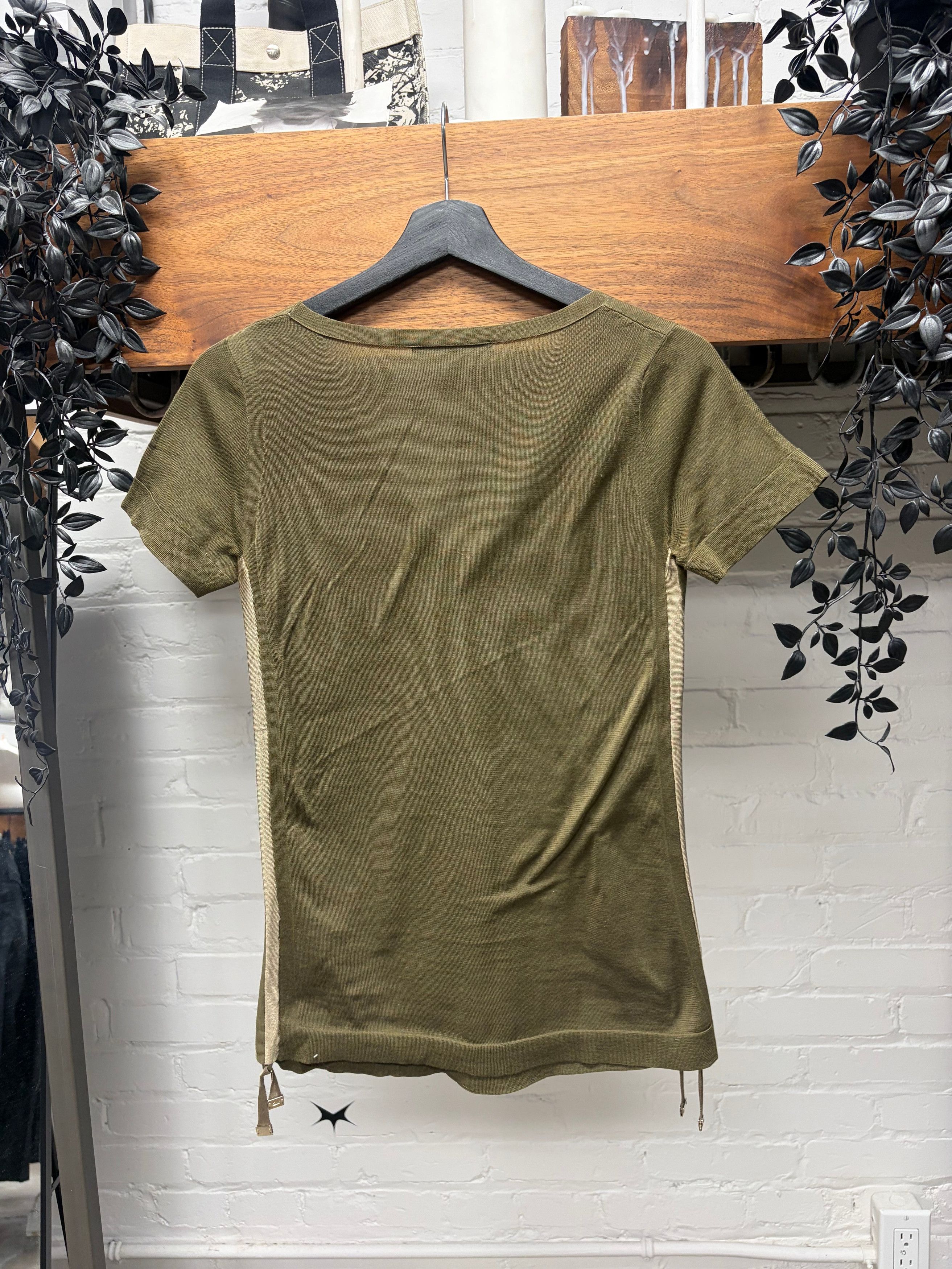 Gucci Gucci Olive Green Ruched Side Sean Short Sleeve Shirt Size M / US 6-8 / IT 42-44 - 4 Thumbnail