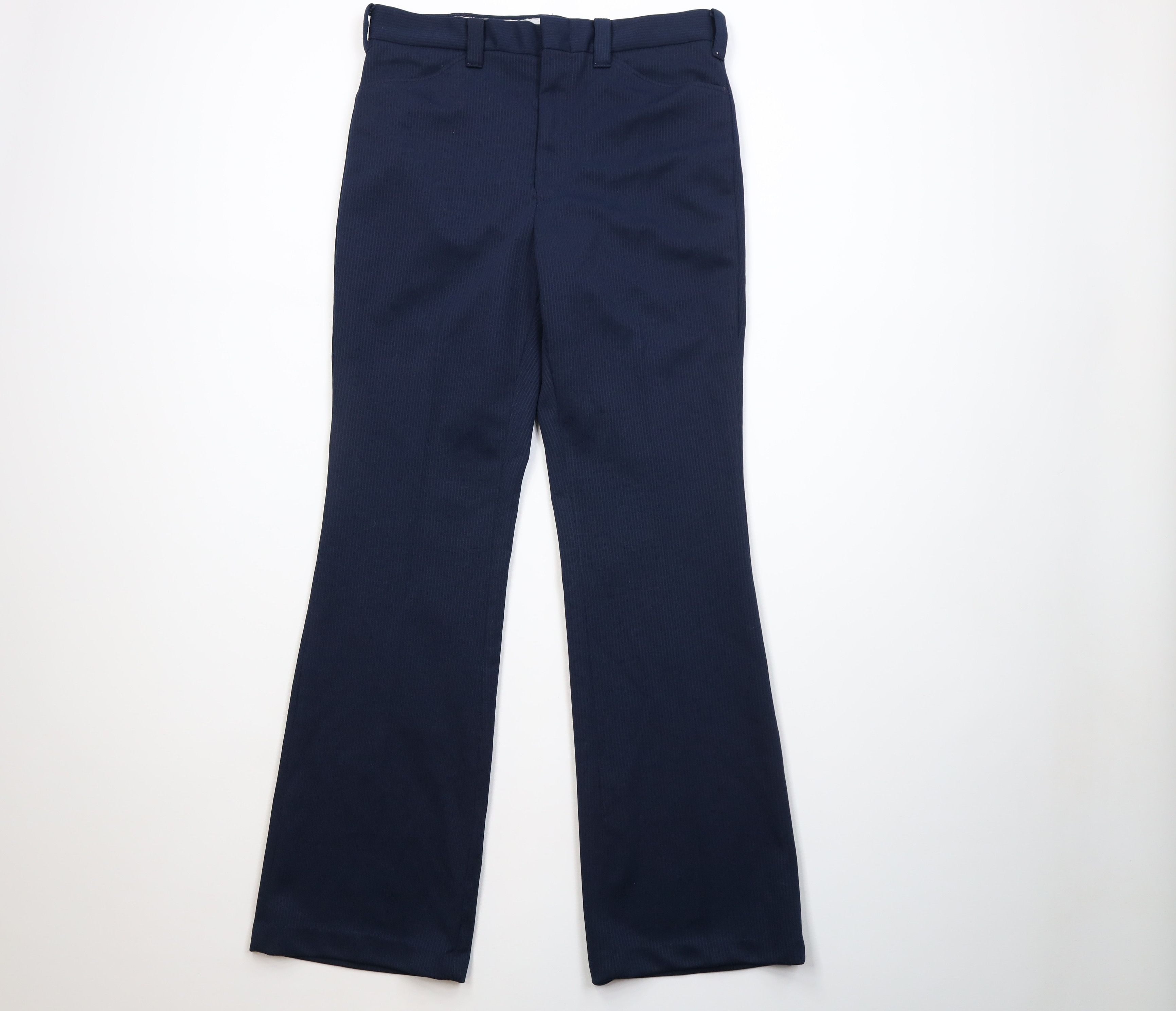 Wrangler Vintage 60s 70s Wrangler Knit Wide Leg Chino Pants Blue USA Size US 34 / EU 50 - 1 Thumbnail