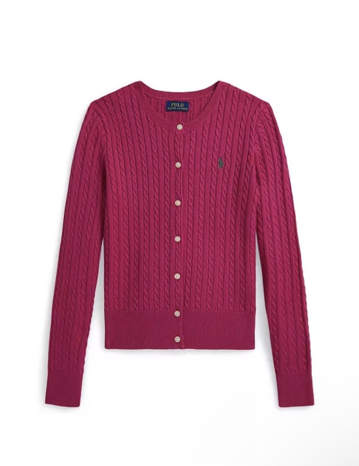 Polo Ralph Lauren Polo Ralph Lauren Big Girls Mini-Cable Cardigan Sweater Pink Size ONE SIZE - 1 Thumbnail