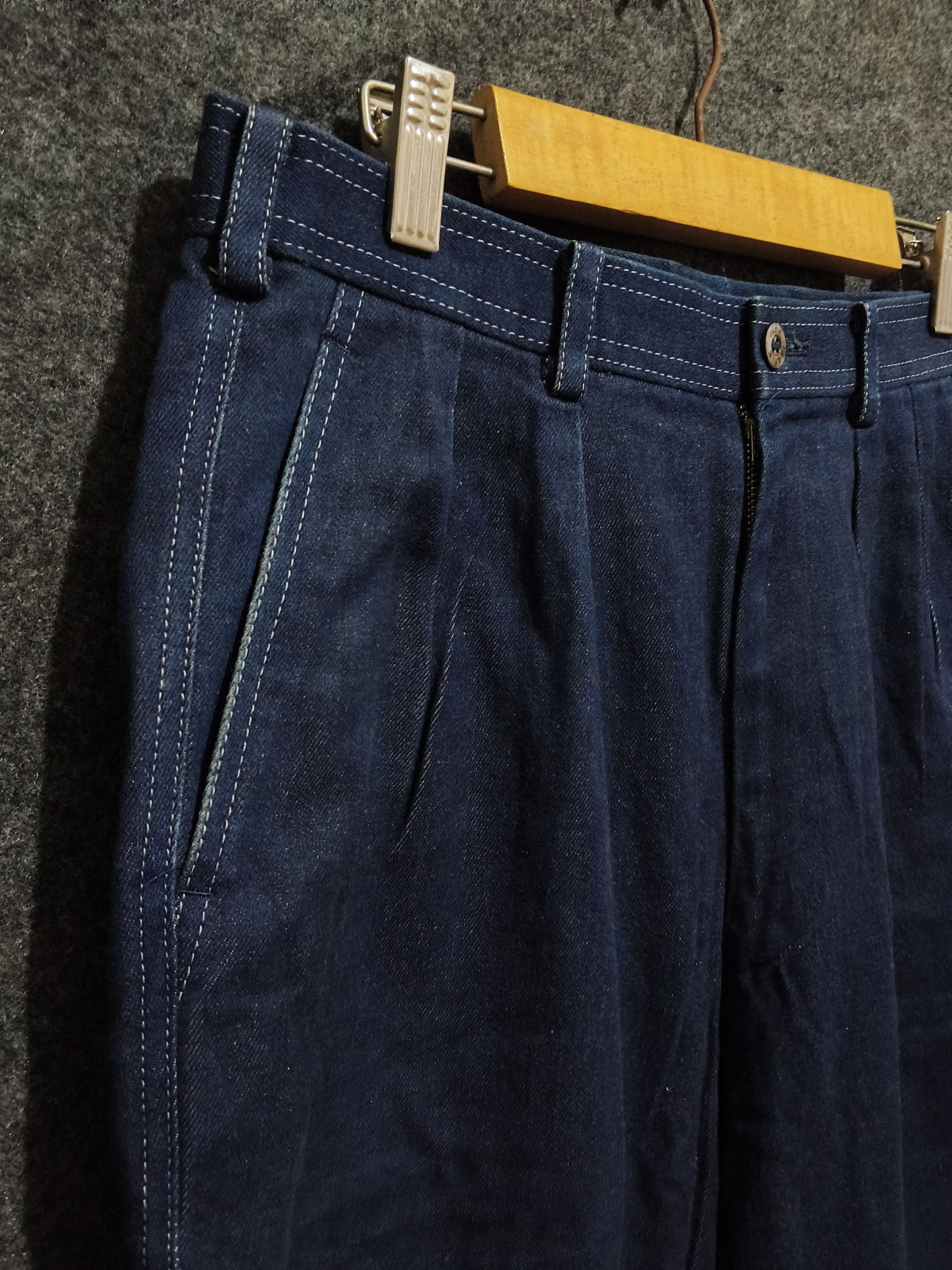 Celine 💥SICK💥 Vintage 70-80s CELINE Paris⁠ Indigo Trousers Pants Size 29" - 4 Thumbnail