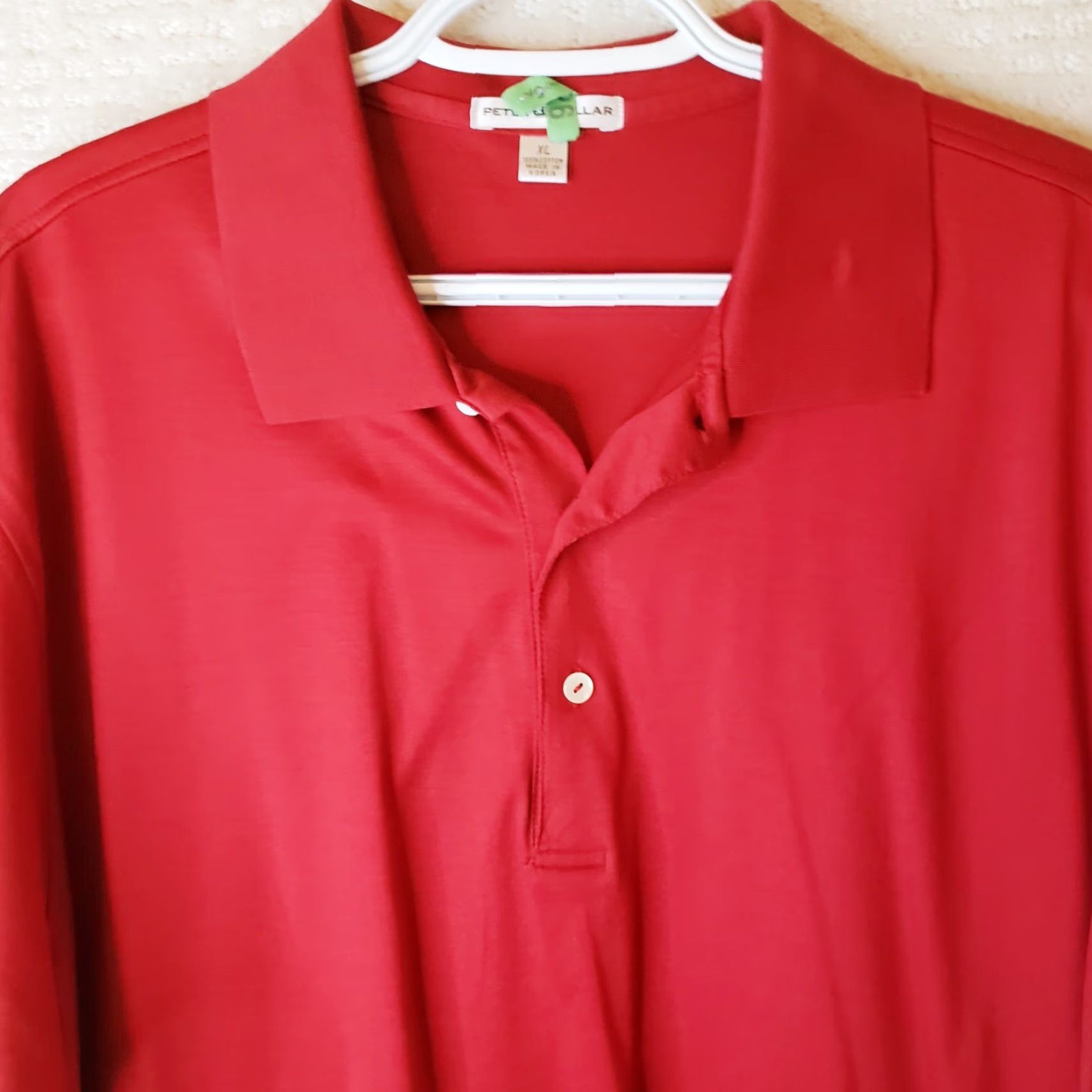 Peter Millar Peter Millar Men S Polo Shirt Red 100% Cotton L Short Sleeve Solid Logo Crown Sleeve Like New Adults Mens Polo Size US L / EU 52-54 / 3 - 3 Thumbnail