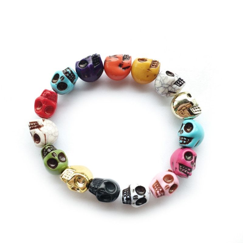 Jewelry Colourful Skull Elastic Bracelet Size ONE SIZE - 1 Thumbnail