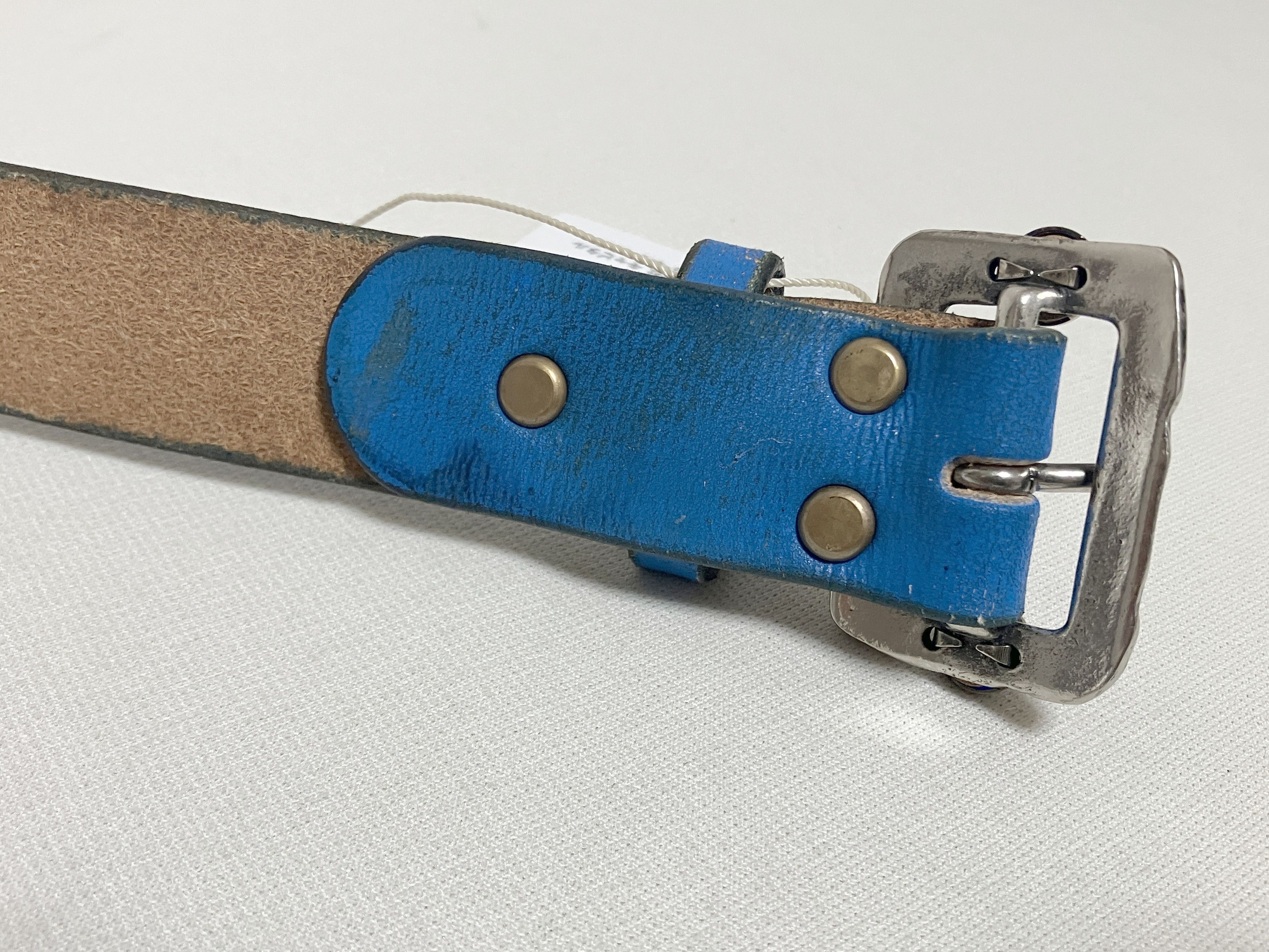 Kapital Kapital Oil leather studs disco buckle belt blue new Size ONE SIZE - 5 Thumbnail