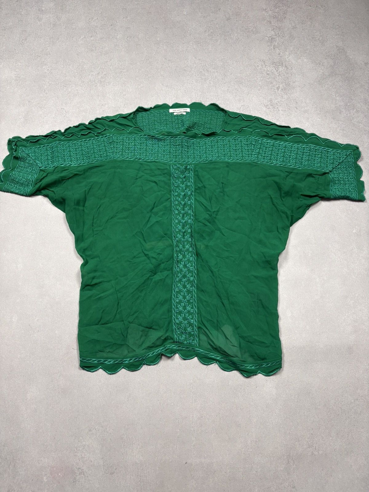 Isabel Marant Etoile Isabel Marant Étoile Green Embroidered Scallop Top Rare 48 Size XS / US 0-2 / IT 36-38 - 3 Thumbnail
