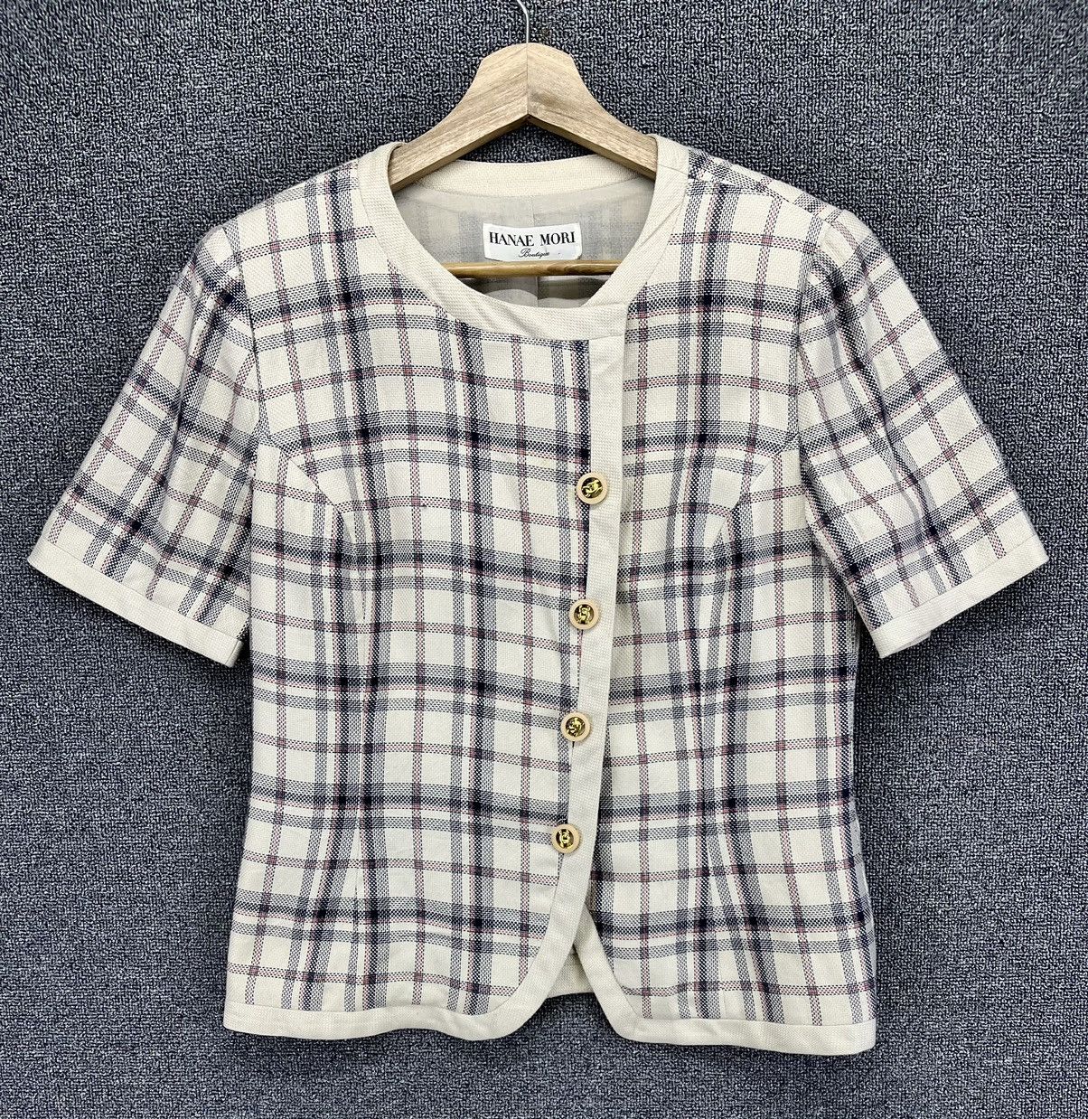 Hanae Mori Hanae Mori Shadow Plaid Button Up Shirts Blouse Cardigan Size M / US 6-8 / IT 42-44 - 1 Thumbnail