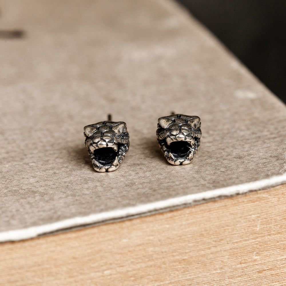 Jewelry Snake Punk Earrings One Pairs Chrome Jewelry Size ONE SIZE - 2 Thumbnail