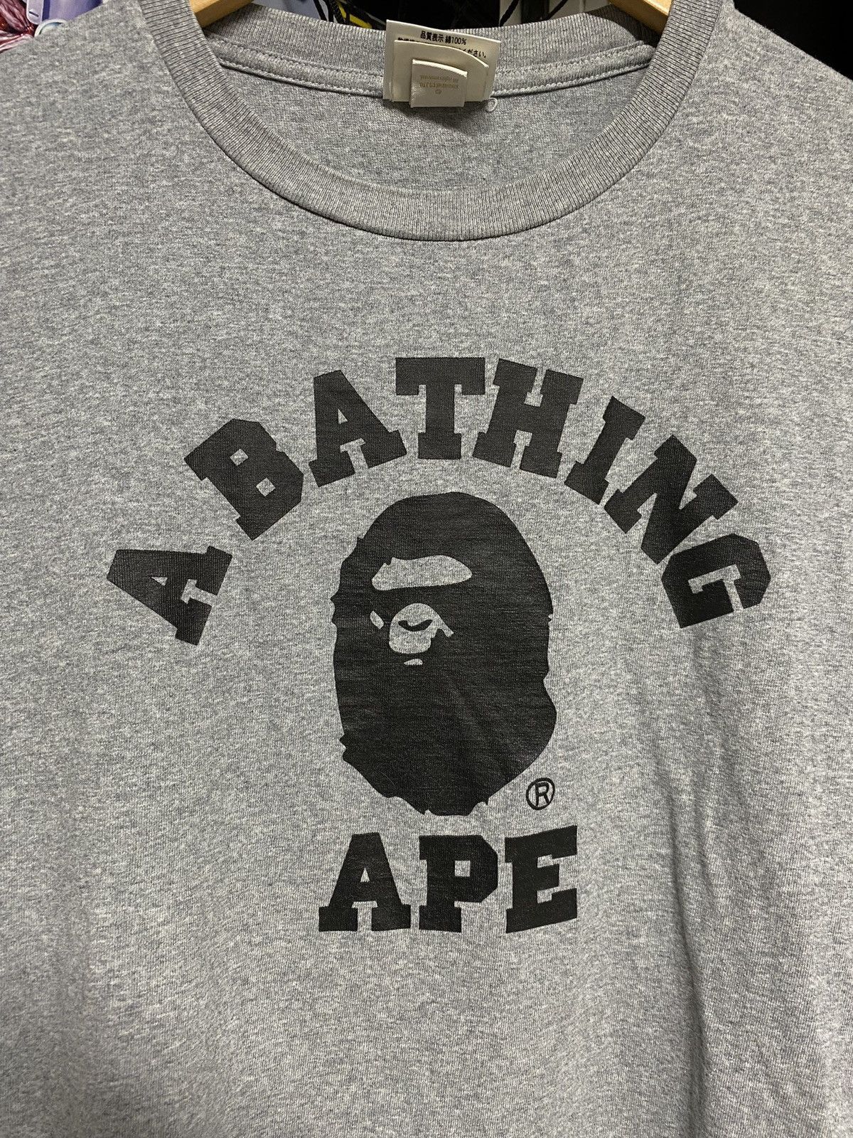Bape A Bathing Ape Grey Bape College T-Shirt Size Fits Medium Size US M / EU 48-50 / 2 - 2 Thumbnail