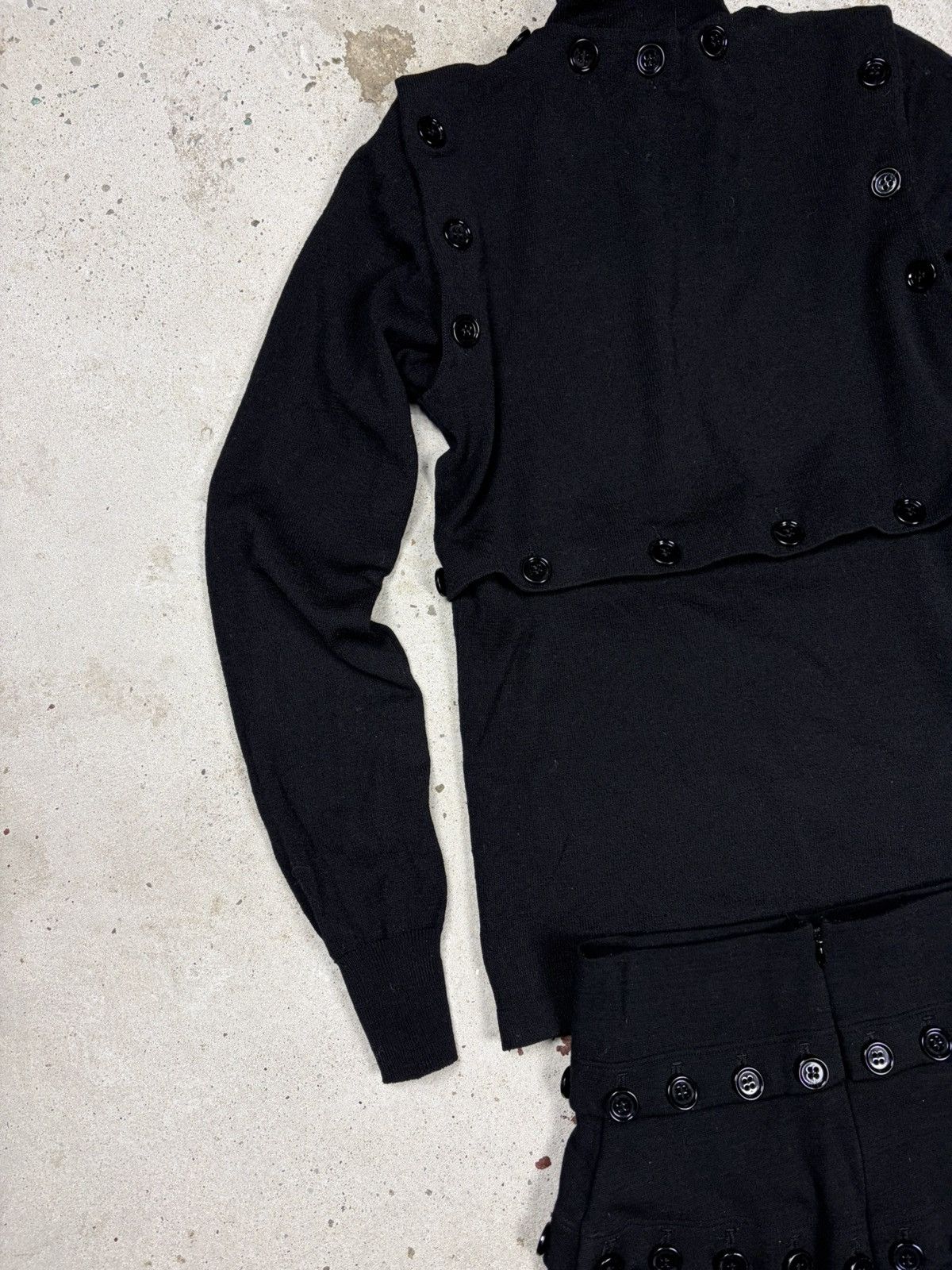 Dolce & Gabbana FW 2003 Dolce & Gabbana Black Button Up Skirt & Sweater Set Size S / US 4 / IT 40 - 20 Thumbnail