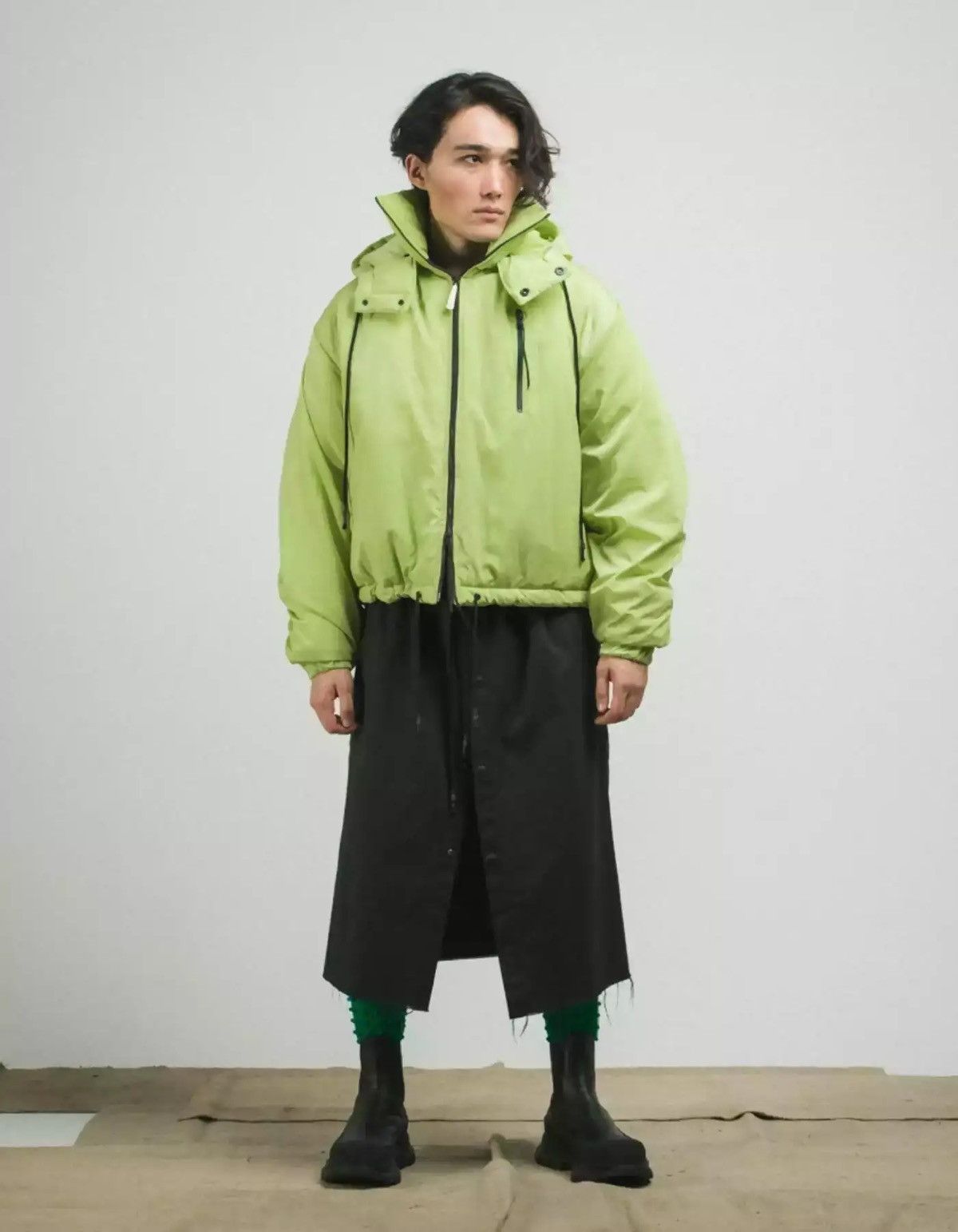 Japanese Brand !DS! AW22 Zsigmond Zeliz Acid Green Track Jacket Coat Size US L / EU 52-54 / 3 - 4 Thumbnail