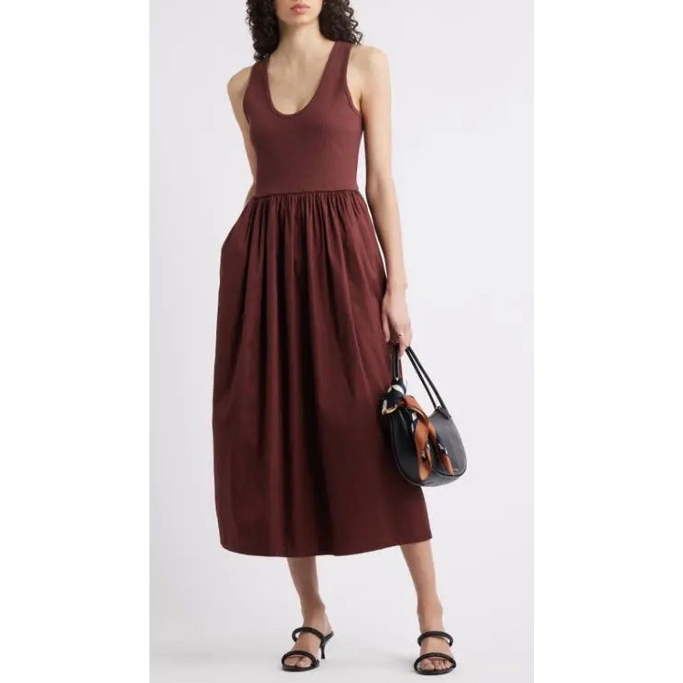 Nordstrom Nordstrom Mixed Media Cotton Tank Poplin Maxi Dress ,2X Size XXL / US 16-18 / IT 52-54 - 2 Thumbnail