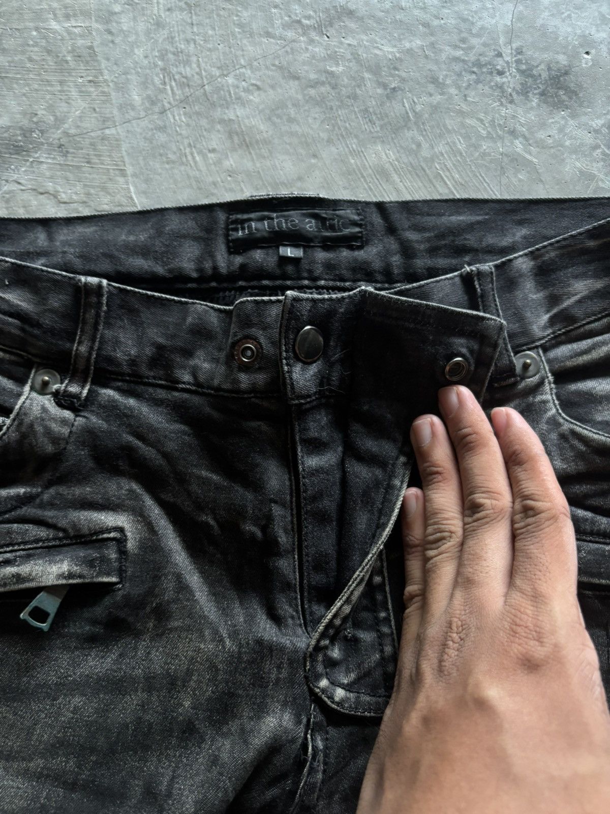 In The Attic IN THE ATTIC BIKER PANT BALMAIN STYLE SASHIKO DISTRESSED Size US 34 / EU 50 - 3 Thumbnail