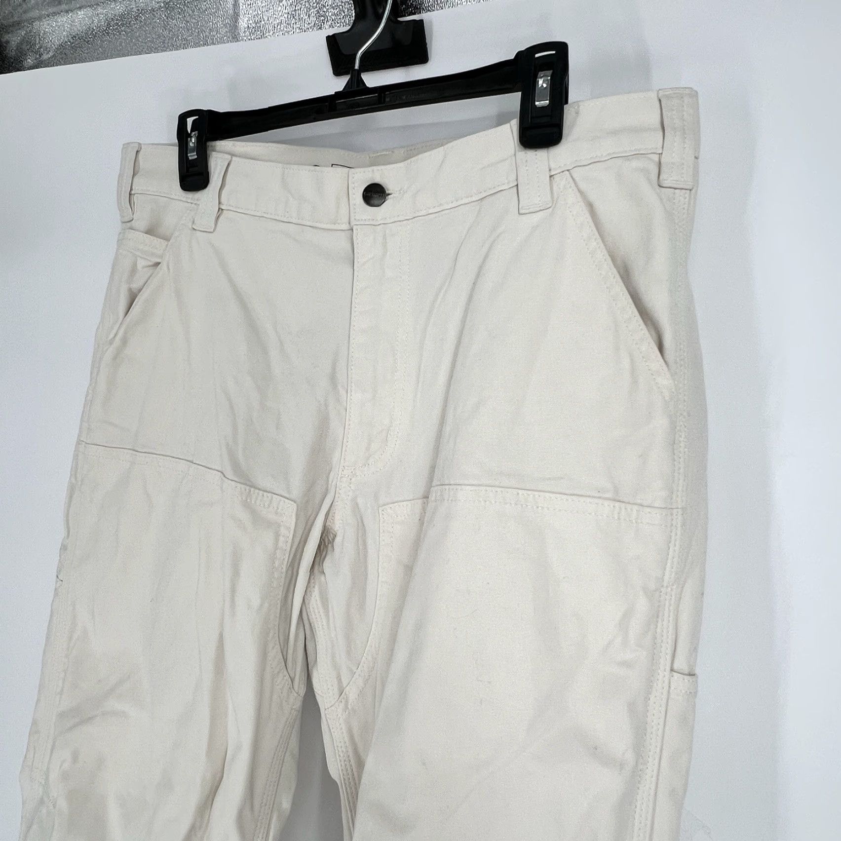 Carhartt Carhartt Double Knee Work Pants BN2802-M 35x32 Canvas Relaxed Fit Cargo Pockets Beige/Wht Size US 35 - 4 Thumbnail