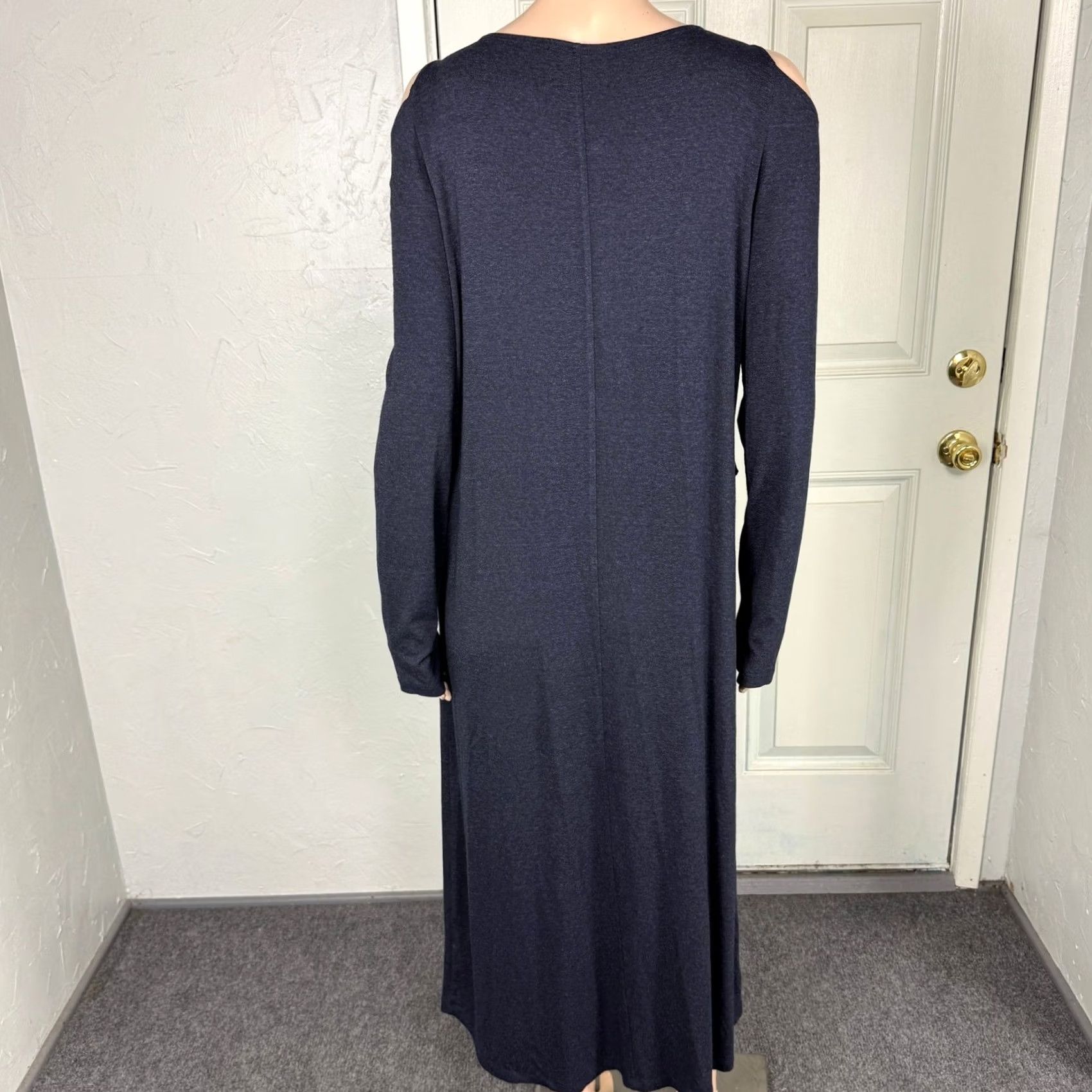 Vintage Testimony Los Angeles Women's Dress Shirt? No, Boho Cotton Navy Knee Length L Long Sleeve Casual Vintage? (Select best fit) Size L / US 10 / IT 46 - 4 Thumbnail