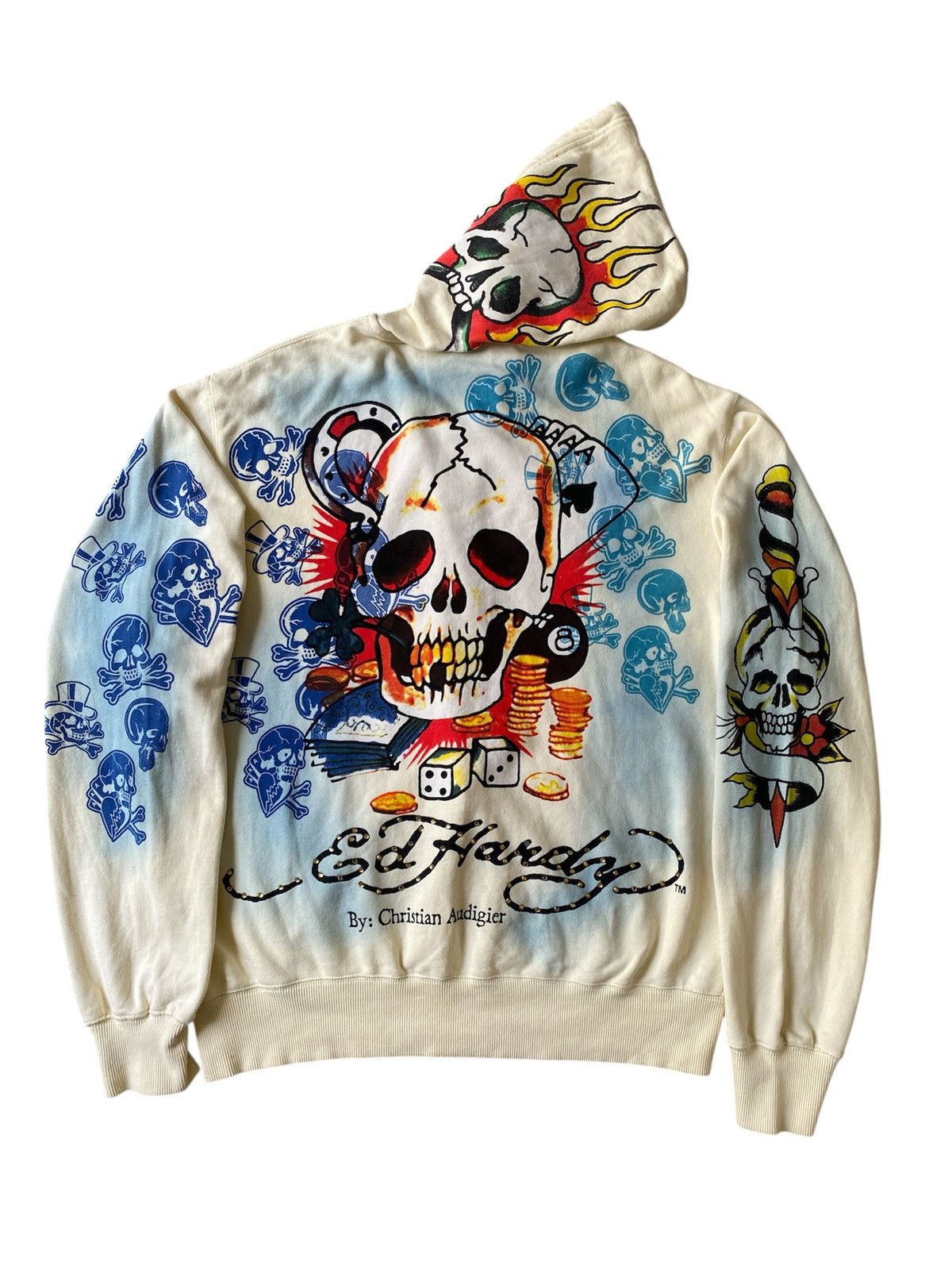 Ed Hardy 2000s Ed Hardy By Christian Audigier Destroyed Tattoo Hoodie Size US XL / EU 56 / 4 - 3 Thumbnail