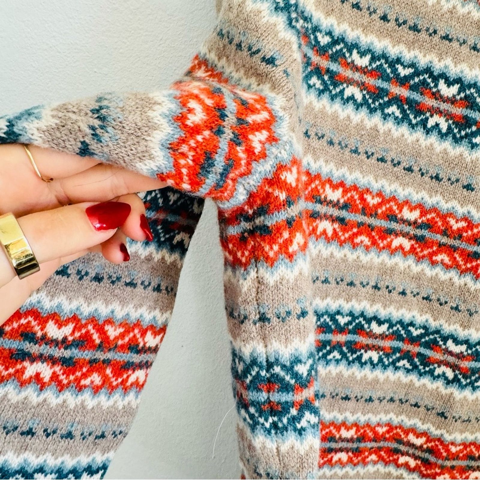 J.Crew J CREW Beige Tan Fair Isle Knit Stripe $228 Pullover Sweater Size S / US 4 / IT 40 - 13 Thumbnail