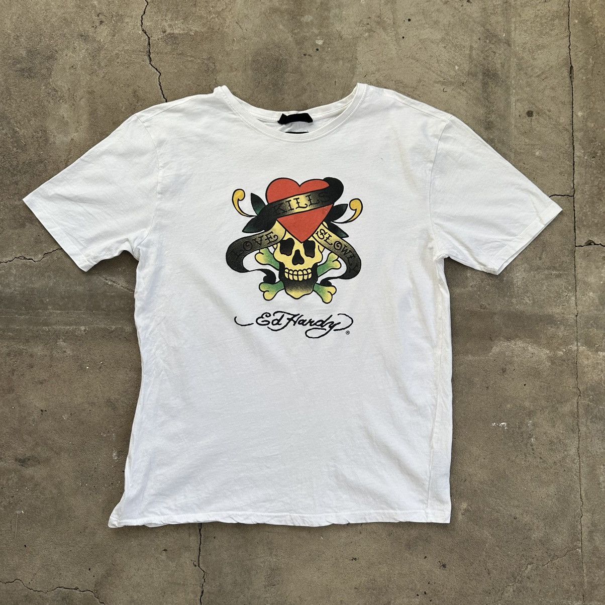 Christian Audigier × Ed Hardy × Vintage Ed Hardy T-Shirt Skull Vintage Big Logo USA Size US XL / EU 56 / 4 - 1 Thumbnail
