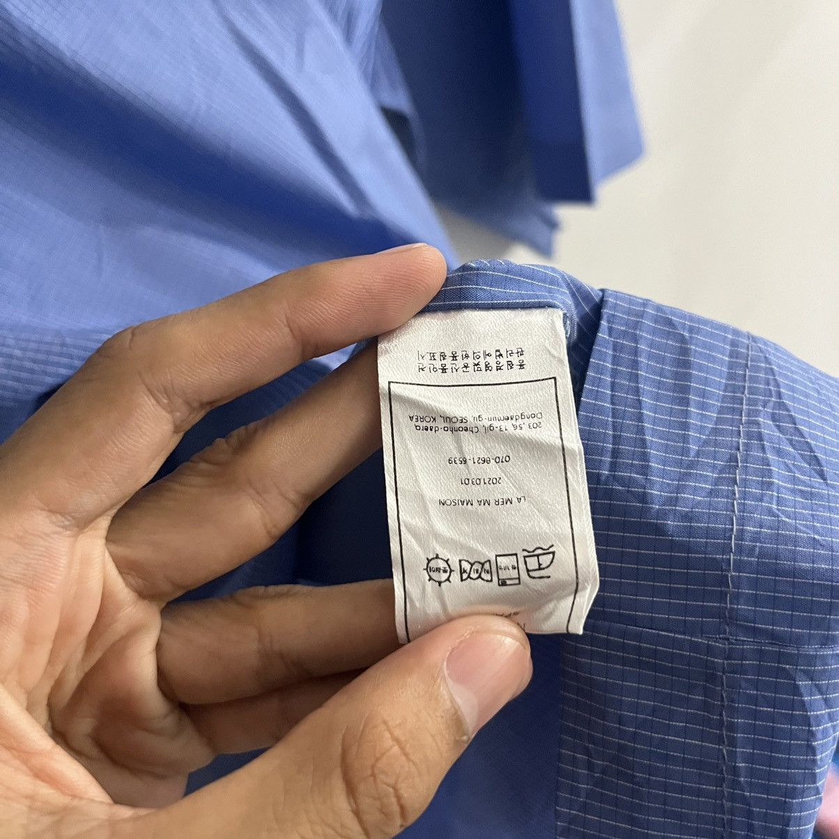Issey Miyake La mer mamaison - Blue oversized ss button up short Size US XL / EU 56 / 4 - 6 Thumbnail